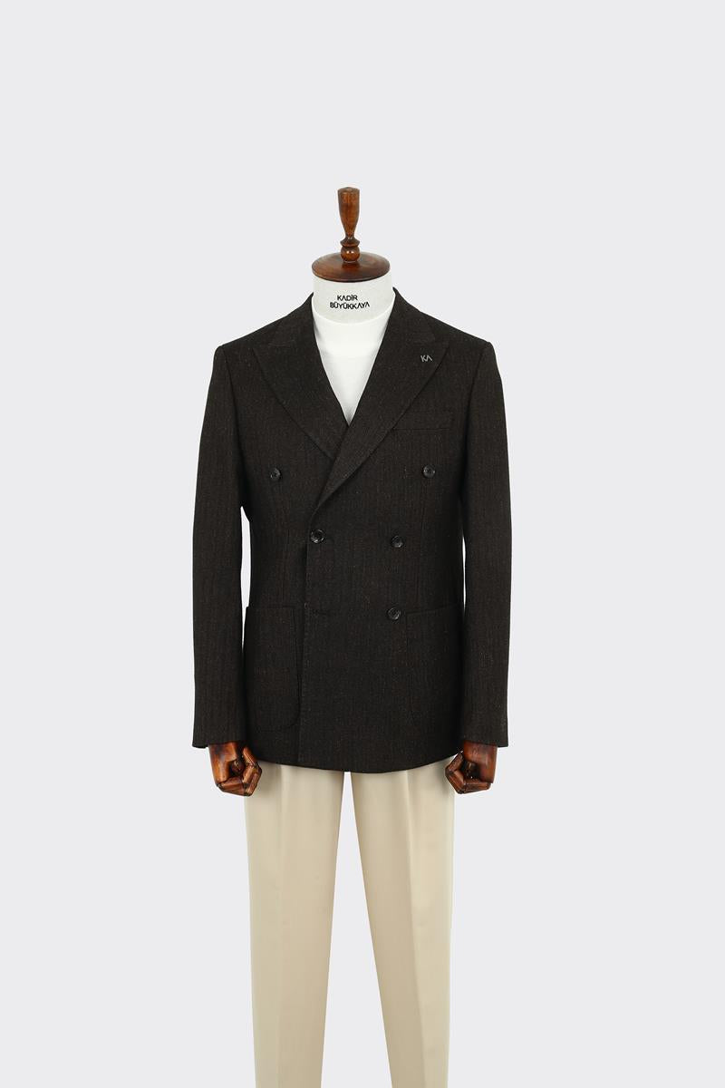 Modern Kesim Erkek Yün Ceket - Kruvaze Model-KAW5235W