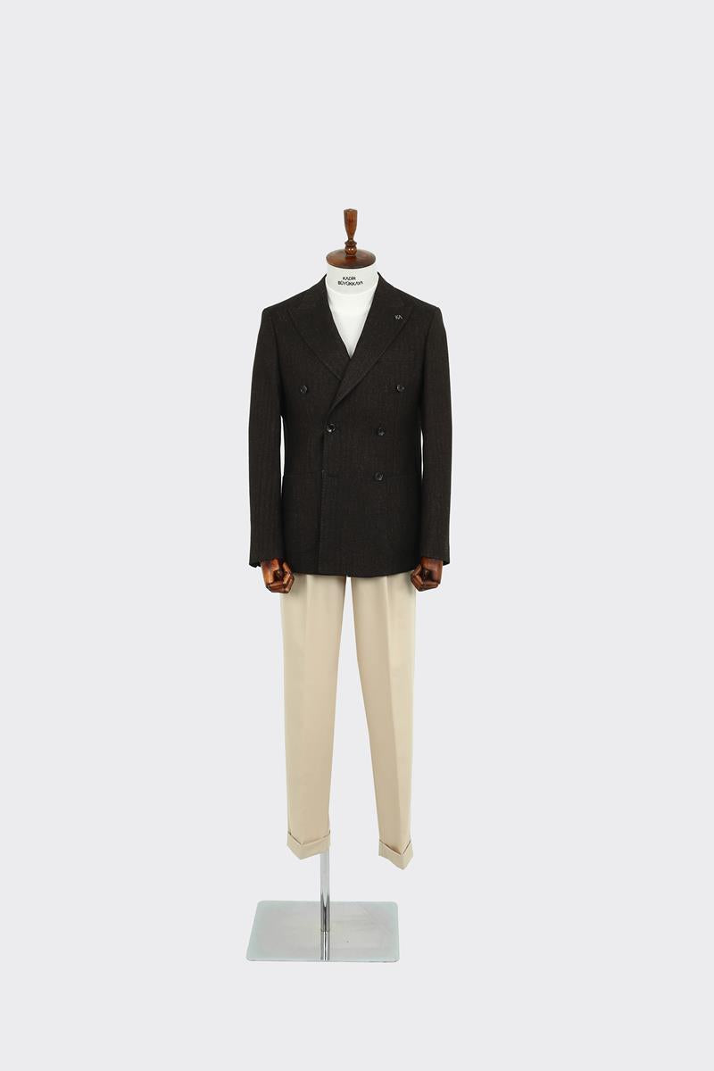 Modern Kesim Erkek Yün Ceket - Kruvaze Model-KAW5235W