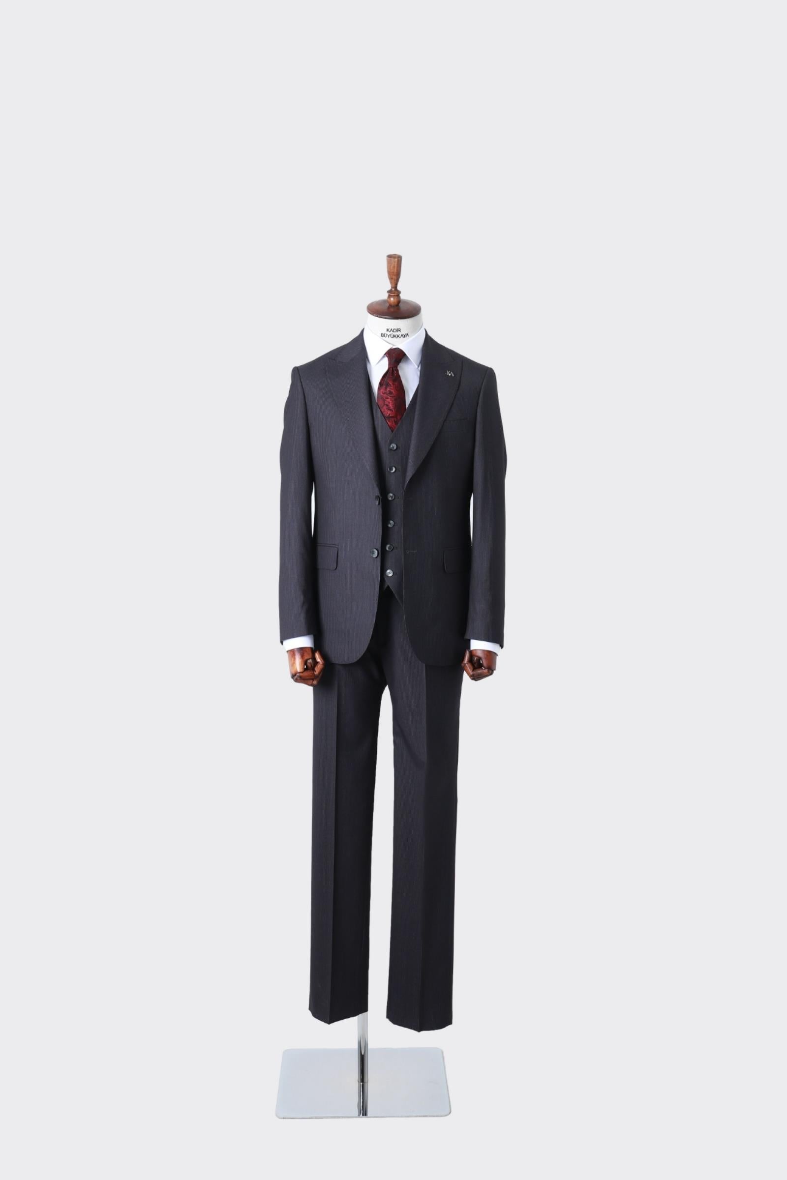 Modern Kesim Slim Fit Yelekli Erkek Takım Elbise - Şık ve Zarif-KAW1042S