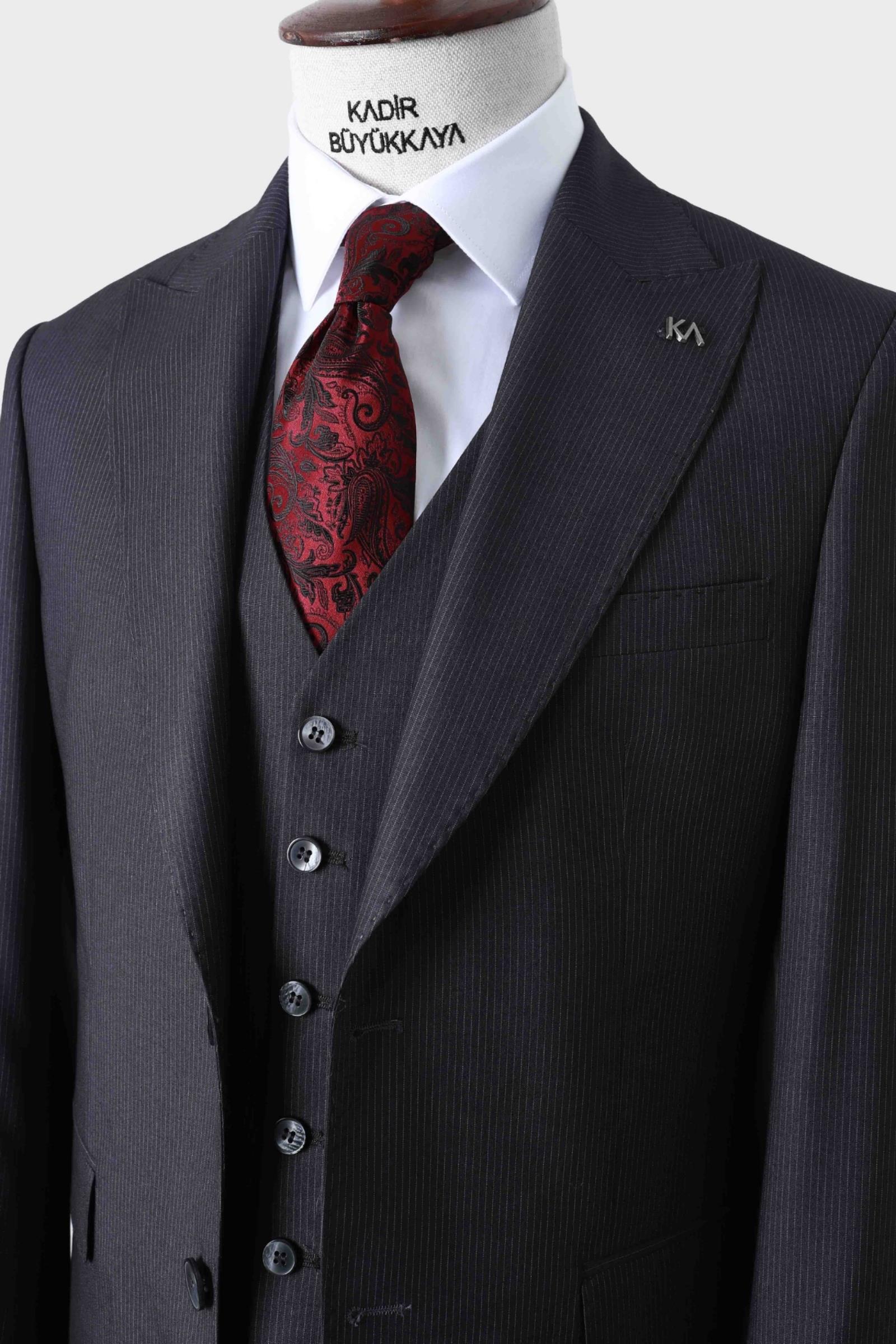 Modern Kesim Slim Fit Yelekli Erkek Takım Elbise - Şık ve Zarif-KAW1042S