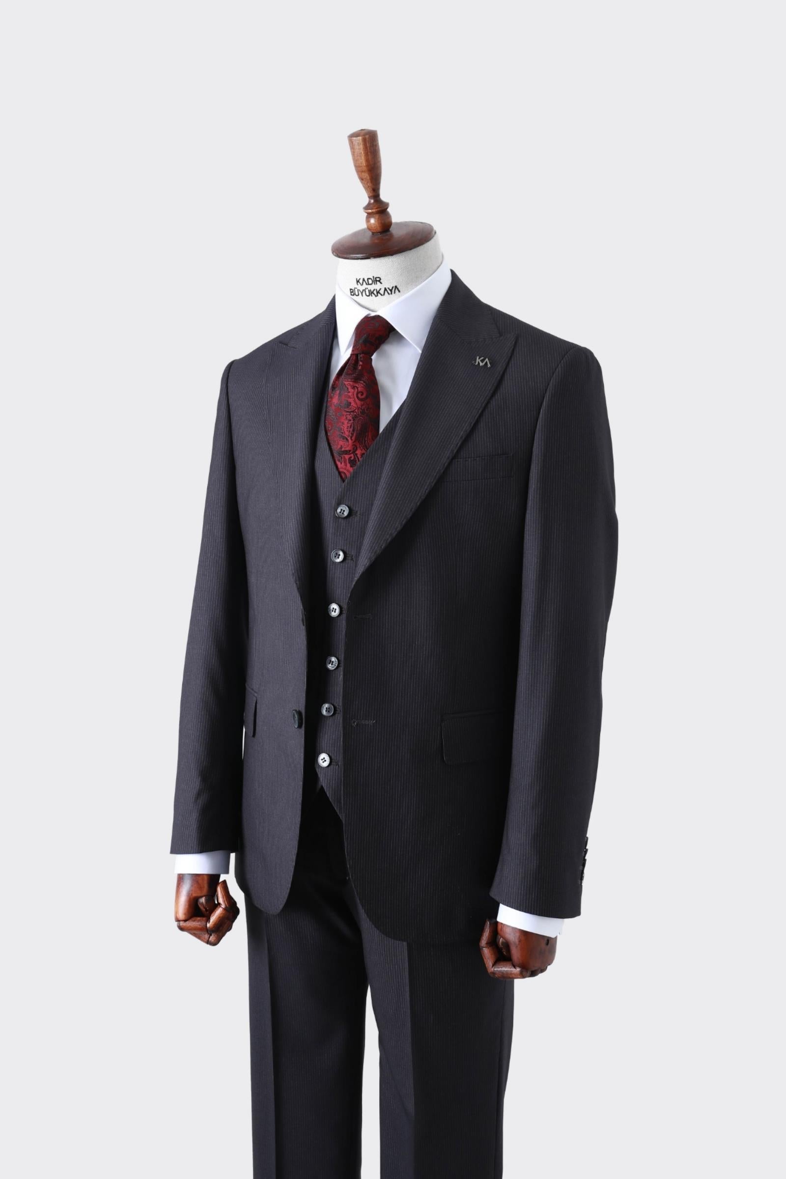 Modern Kesim Slim Fit Yelekli Erkek Takım Elbise - Şık ve Zarif-KAW1042S