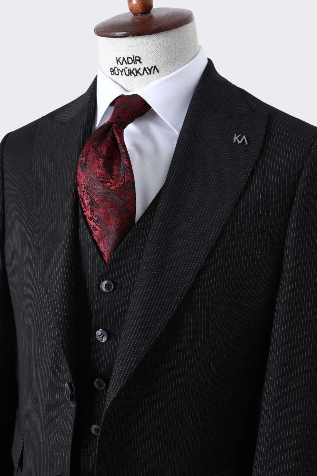 Modern Kesim Slim Fit Yelekli Erkek Takım Elbise - Şık ve Zarif-KAW1042S