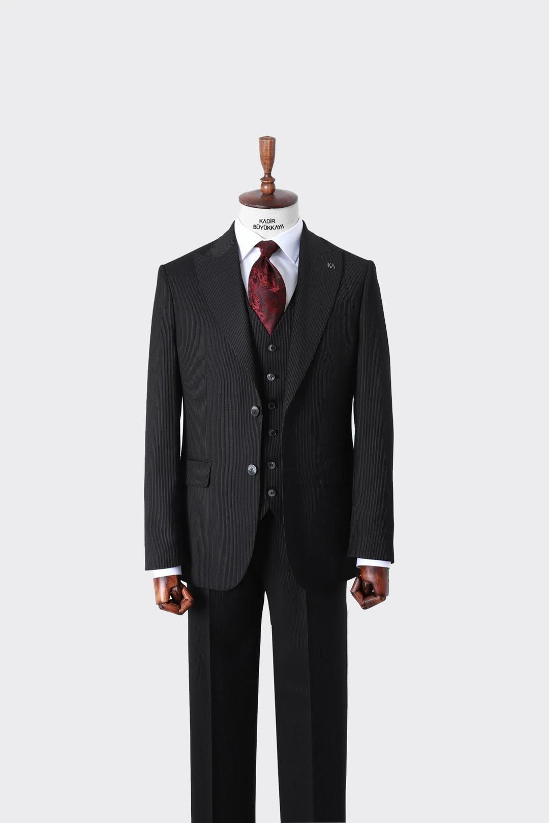 Modern Kesim Slim Fit Yelekli Erkek Takım Elbise - Şık ve Zarif-KAW1042S