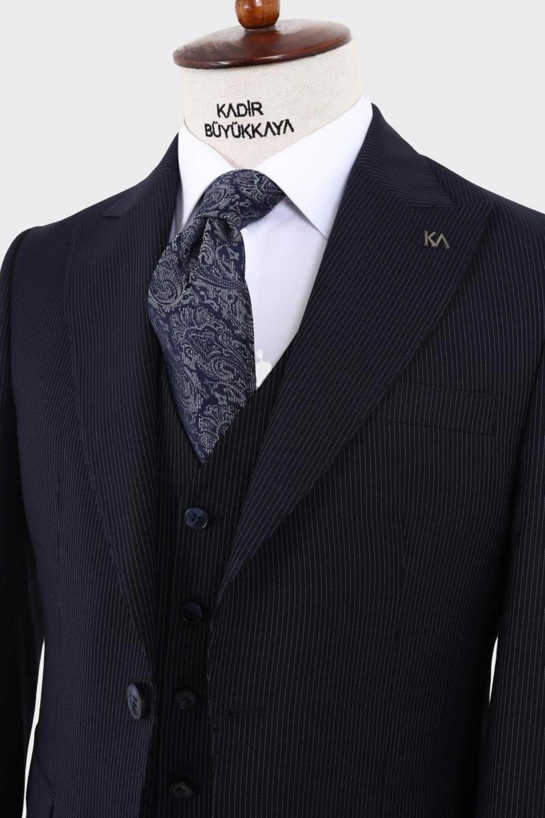 Modern Kesim Slim Fit Yelekli Erkek Takım Elbise - Şık ve Zarif-KAW1042S