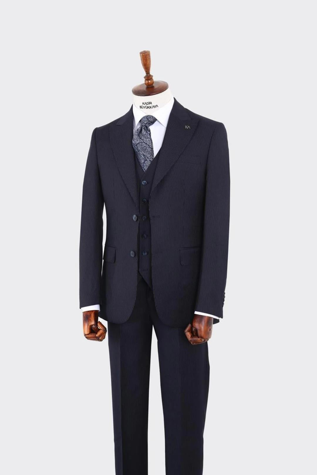 Modern Kesim Slim Fit Yelekli Erkek Takım Elbise - Şık ve Zarif-KAW1042S