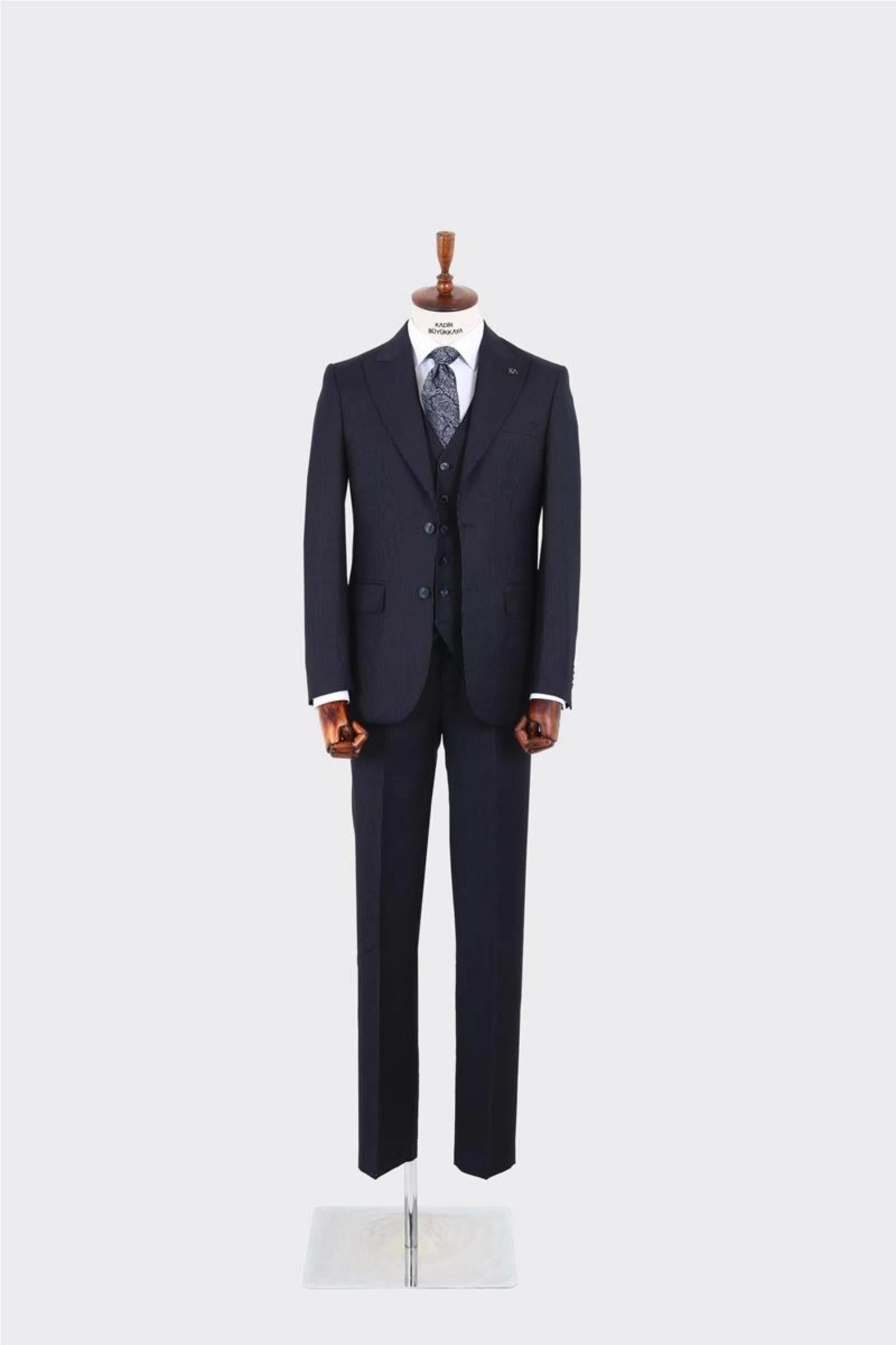 Modern Kesim Slim Fit Yelekli Erkek Takım Elbise - Şık ve Zarif-KAW1042S