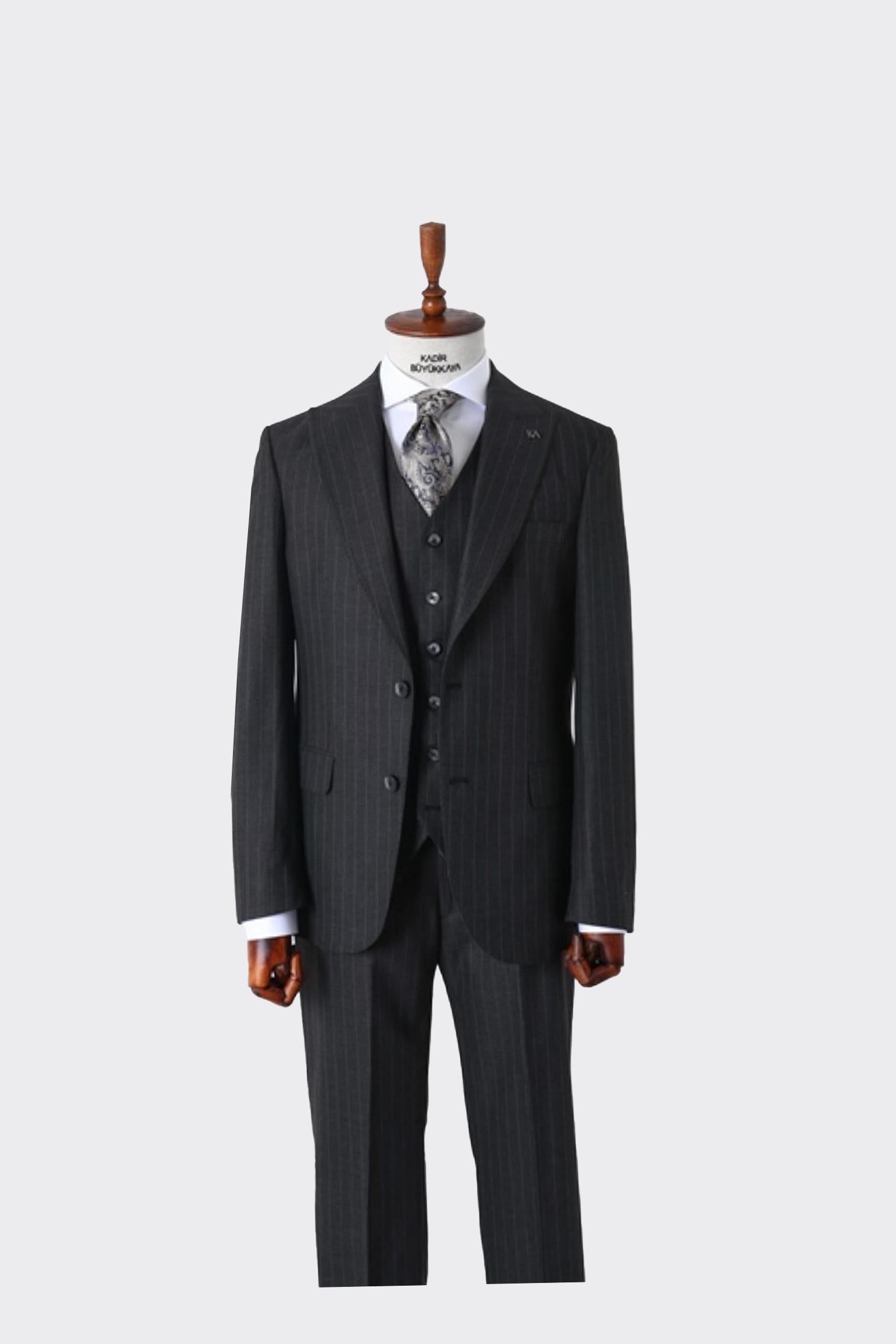 Modern Kesim Viskon Karışımlı Yelekli Erkek Takım Elbise - Slim Fit-KAW1026S