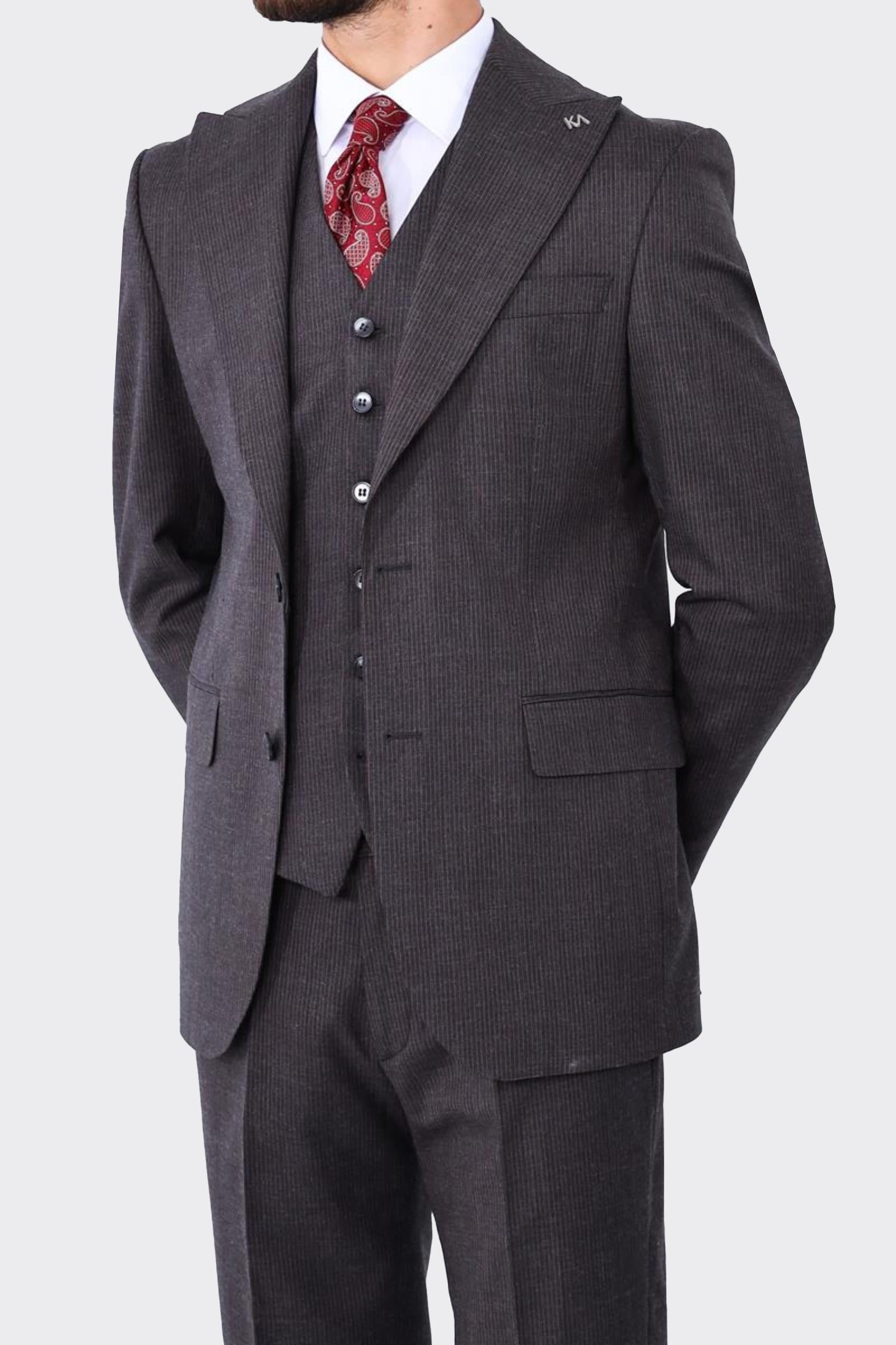 Modern Kesim Yelekli Erkek Takım Elbise - Rahat ve Şık-KAV1069W