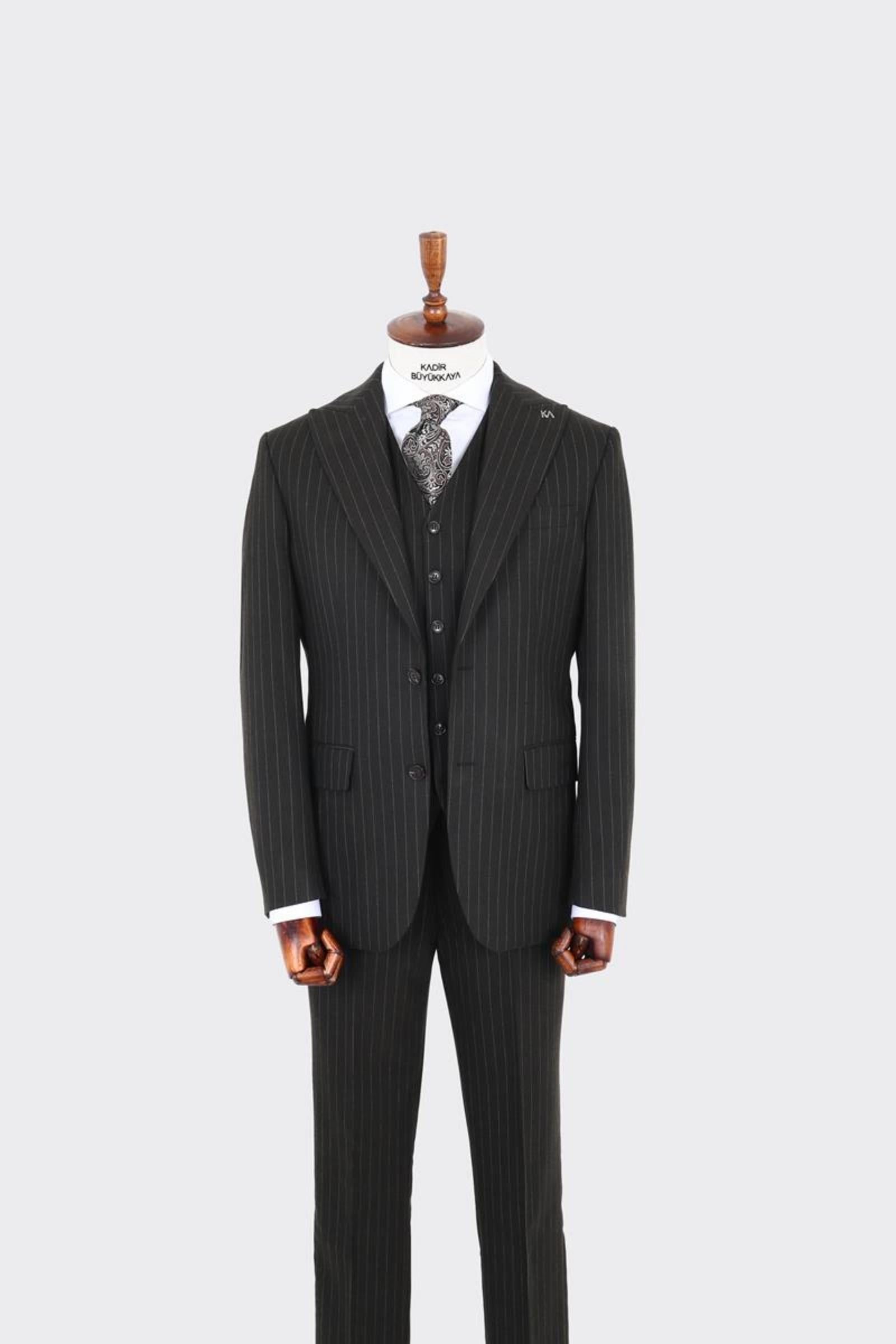 Modern Kesim Yelekli Erkek Takım Elbise - Slim Fit Rahat ve Şık-KAV1078W