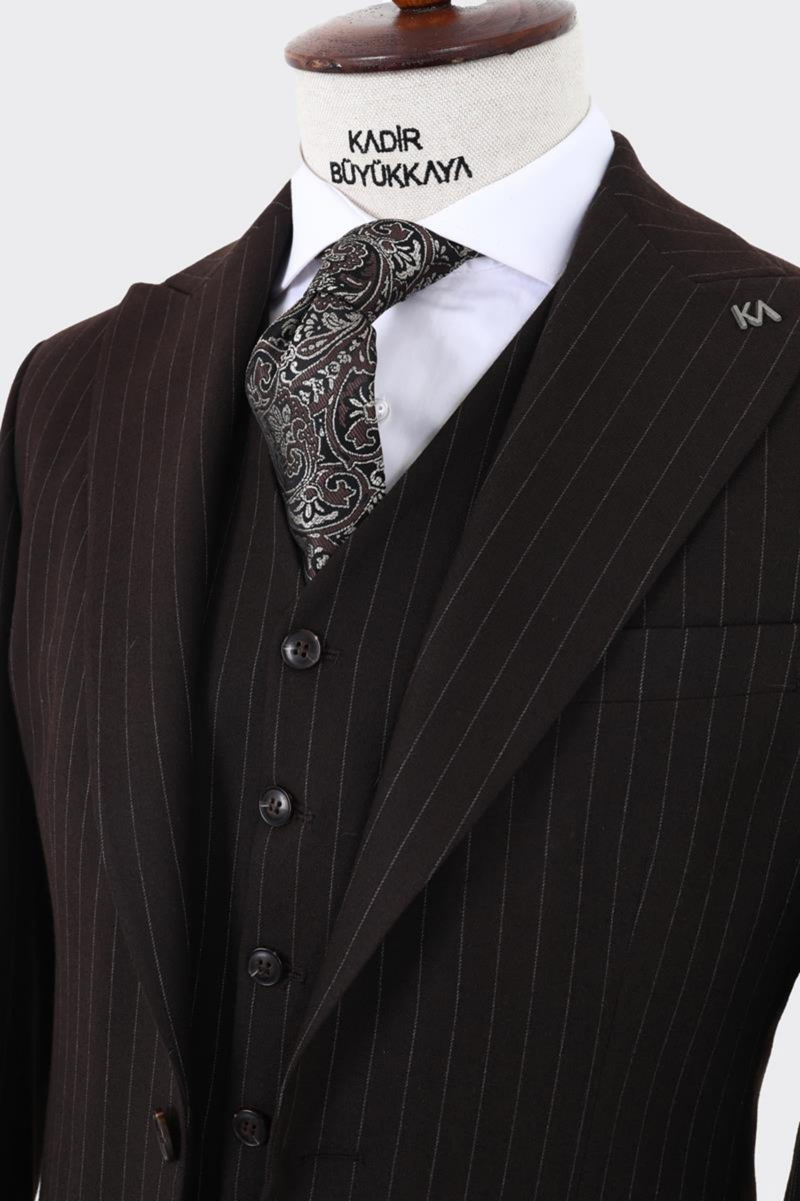 Modern Kesim Yelekli Erkek Takım Elbise - Slim Fit Rahat ve Şık-KAV1078W