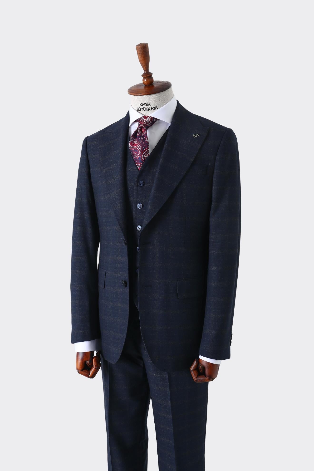 Modern Kesim Yelekli Erkek Takım Elbise - Slim Fit Şık ve Rahat-KAW1007S