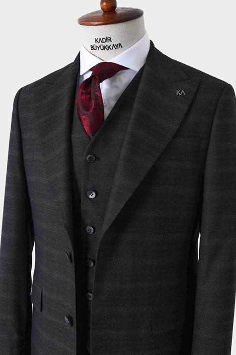 Modern Kesim Yelekli Erkek Takım Elbise - Slim Fit Şık ve Rahat-KAW1007S