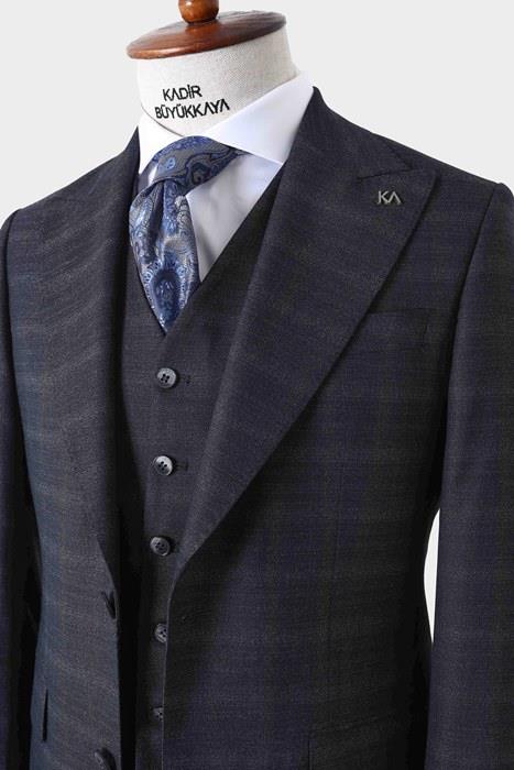 Modern Kesim Yelekli Erkek Takım Elbise - Slim Fit Şık ve Rahat-KAW1007S