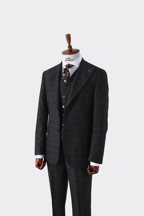 Modern Kesim Yelekli Erkek Takım Elbise - Slim Fit Şık ve Rahat-KAW1007S