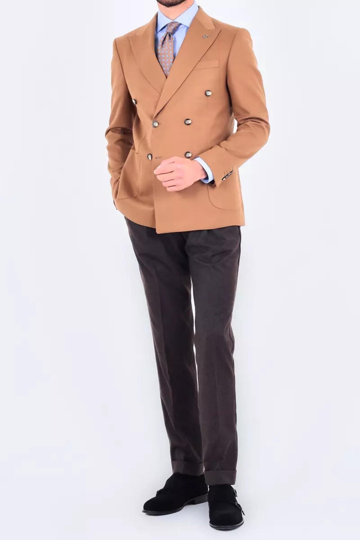 Modern Slim Fit Dar Kesim Kruvaze Erkek Viskon Ceket-KAV5251W