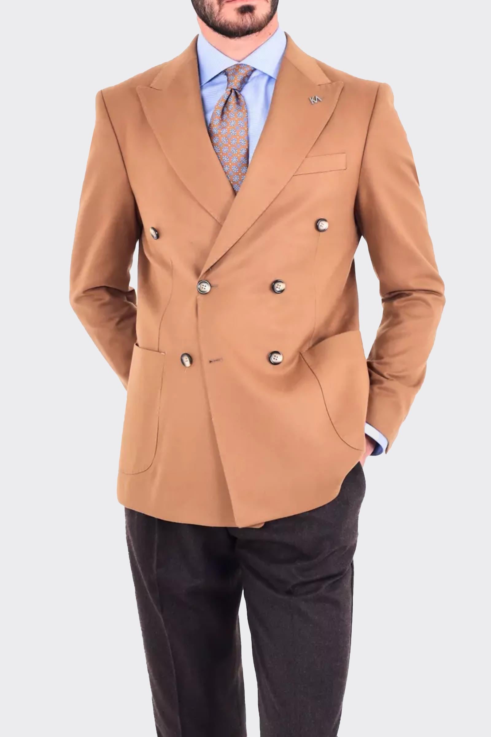 Modern Slim Fit Dar Kesim Kruvaze Erkek Viskon Ceket-KAV5251W