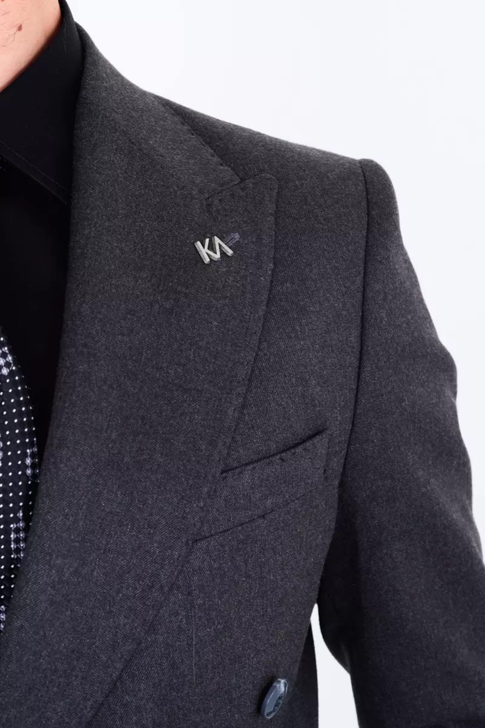 Modern Slim Fit Dar Kesim Kruvaze Erkek Viskon Ceket-KAV5251W