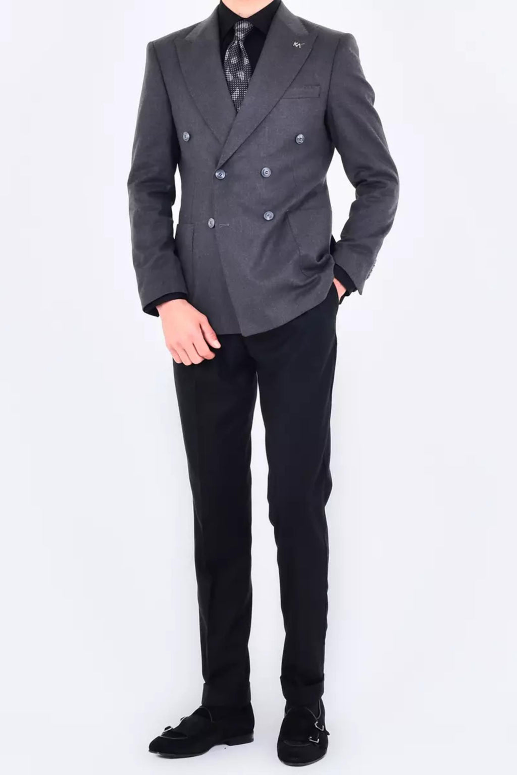 Modern Slim Fit Dar Kesim Kruvaze Erkek Viskon Ceket-KAV5251W