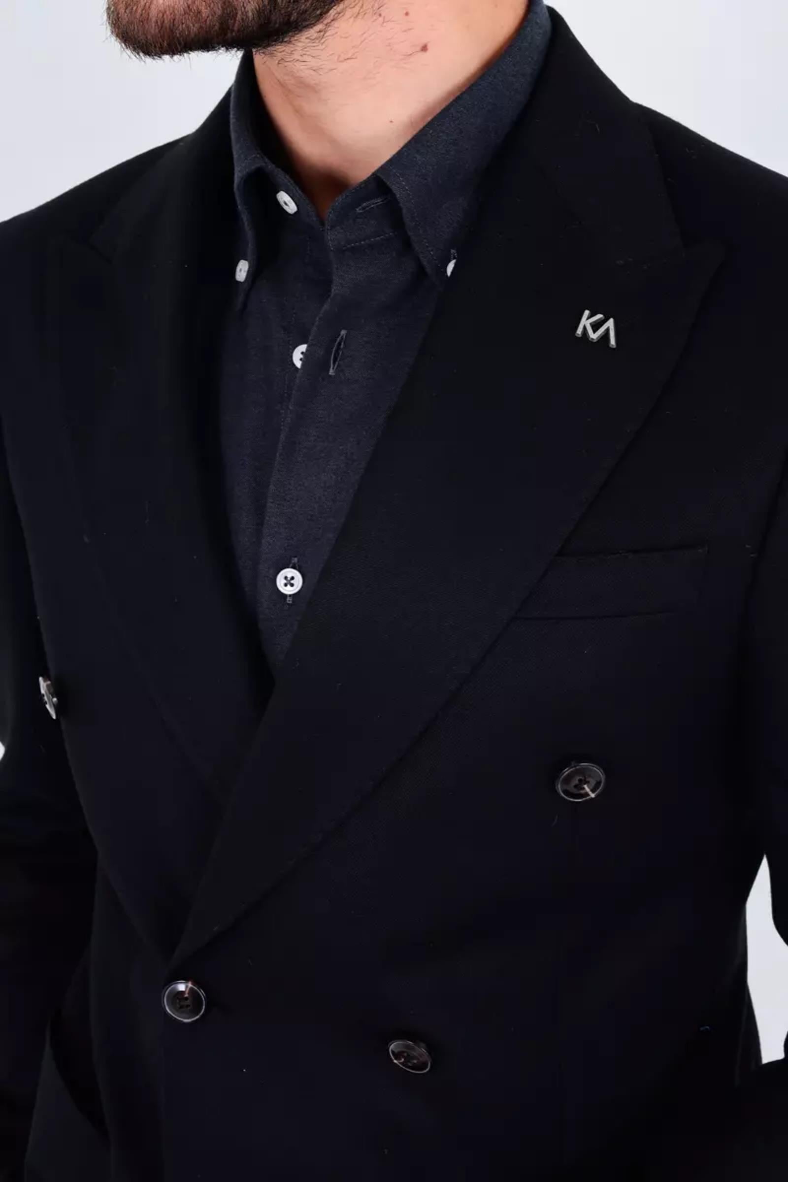 Modern Slim Fit Dar Kesim Kruvaze Erkek Viskon Ceket-KAV5251W