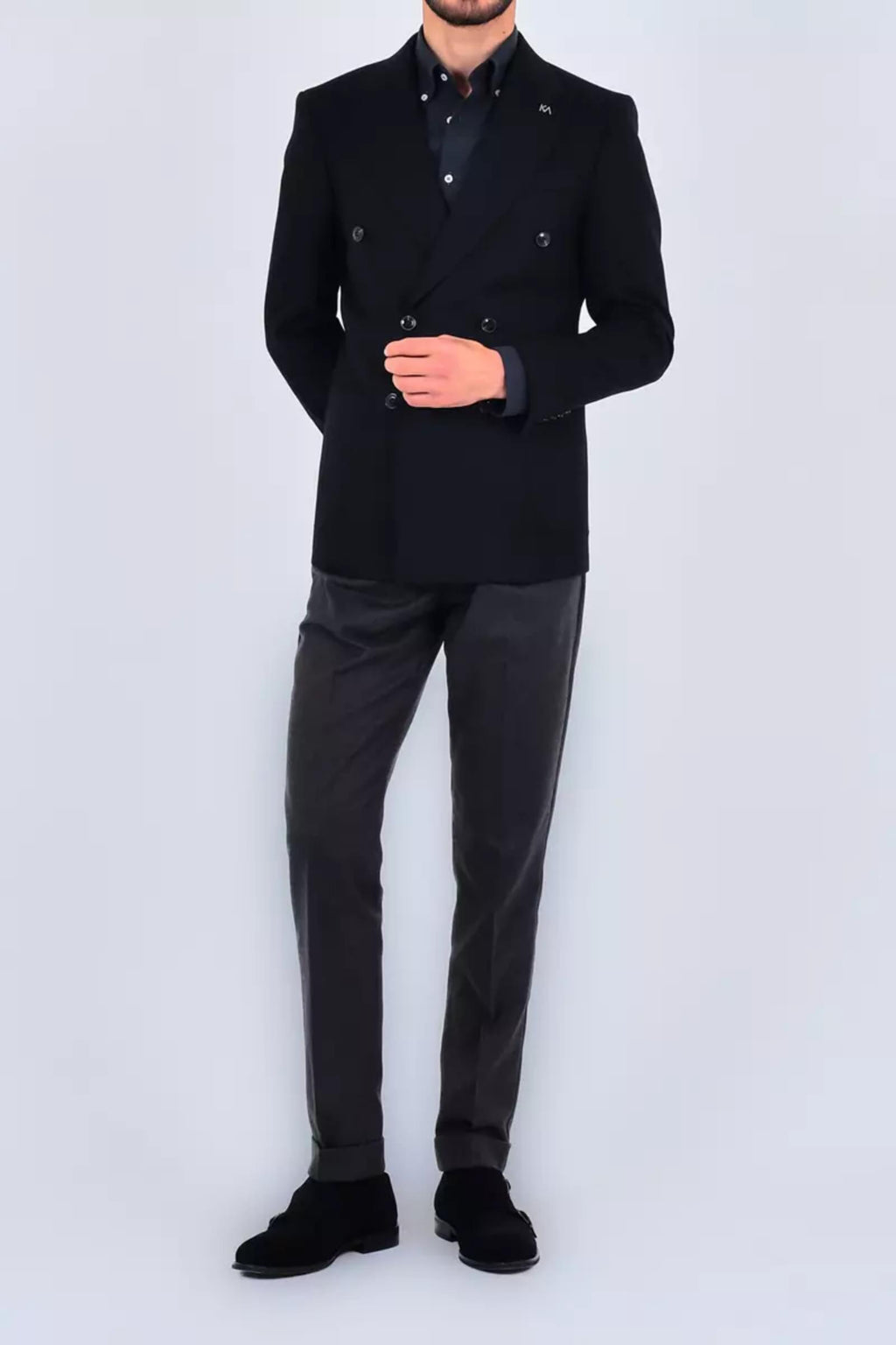 Modern Slim Fit Dar Kesim Kruvaze Erkek Viskon Ceket-KAV5251W