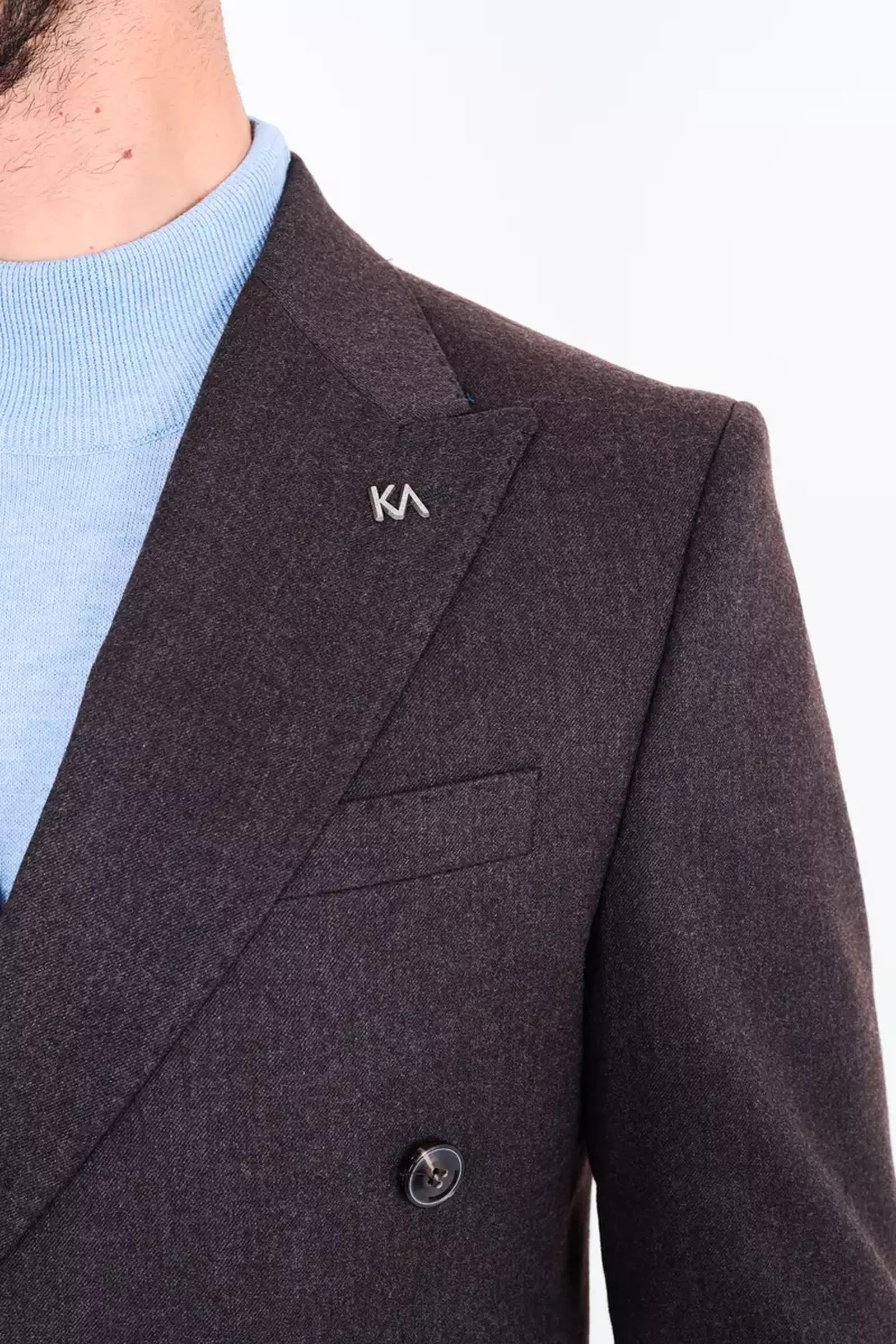 Modern Slim Fit Dar Kesim Kruvaze Erkek Viskon Ceket-KAV5251W