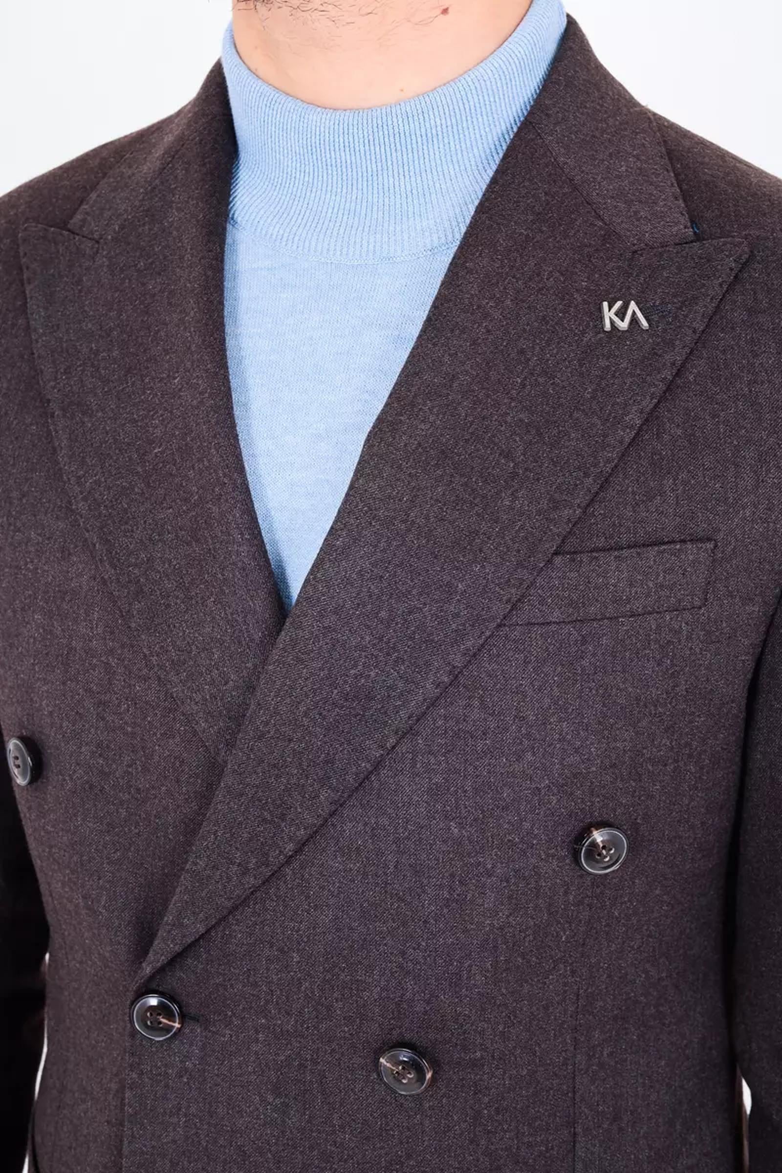 Modern Slim Fit Dar Kesim Kruvaze Erkek Viskon Ceket-KAV5251W