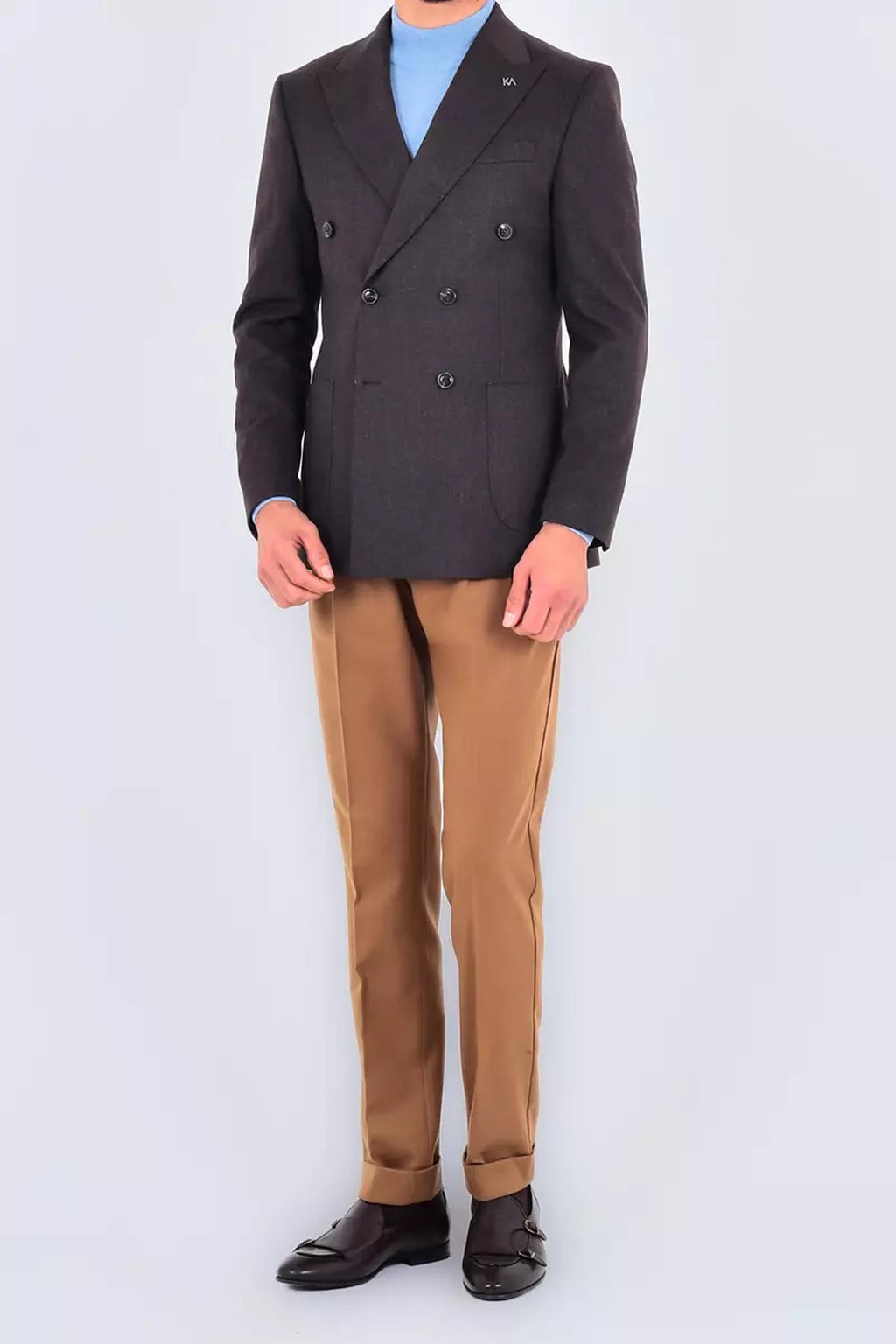 Modern Slim Fit Dar Kesim Kruvaze Erkek Viskon Ceket-KAV5251W
