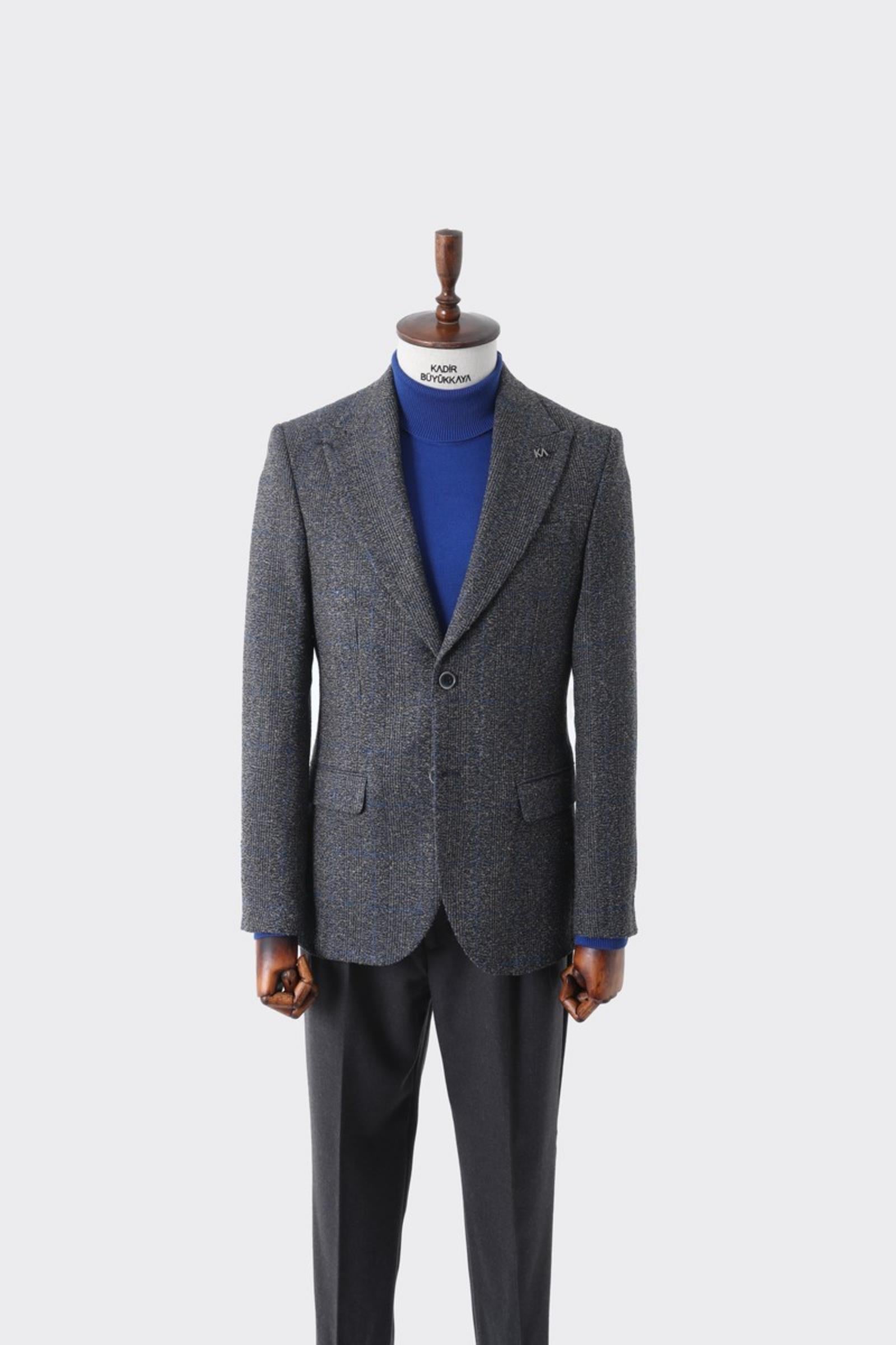 Modern Slim Fit Dar Kesim Yün Erkek Ceket-KAV5063W