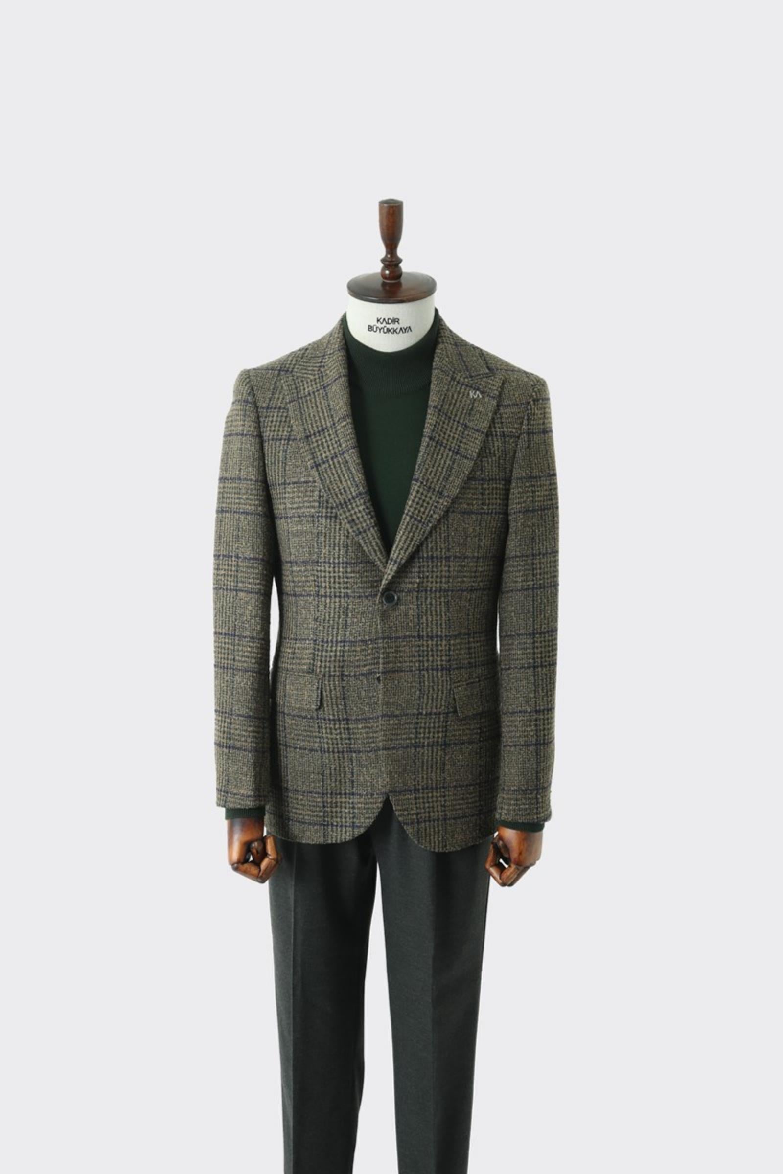 Modern Slim Fit Dar Kesim Yün Erkek Ceket-KAV5063W