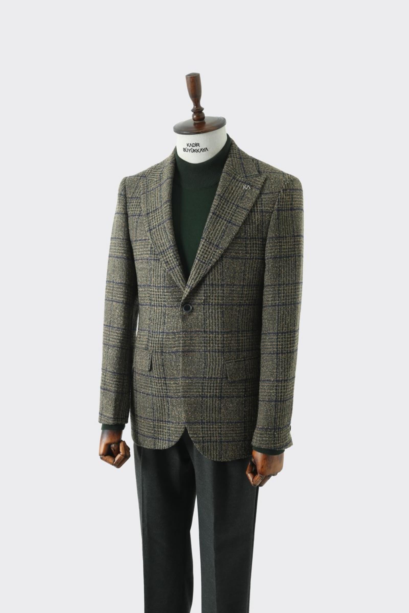 Modern Slim Fit Dar Kesim Yün Erkek Ceket-KAV5063W