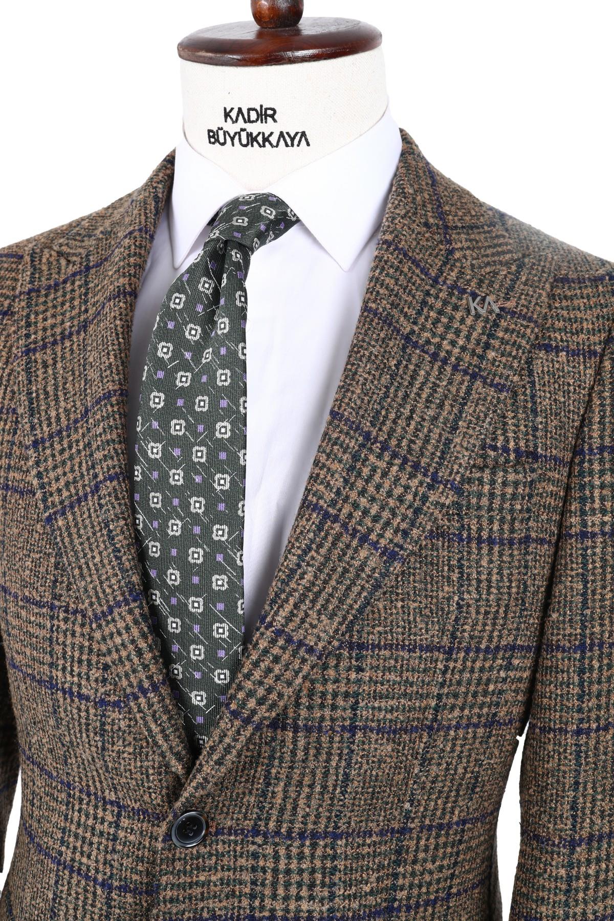 Modern Slim Fit Dar Kesim Yün Erkek Ceket-KAV5063W