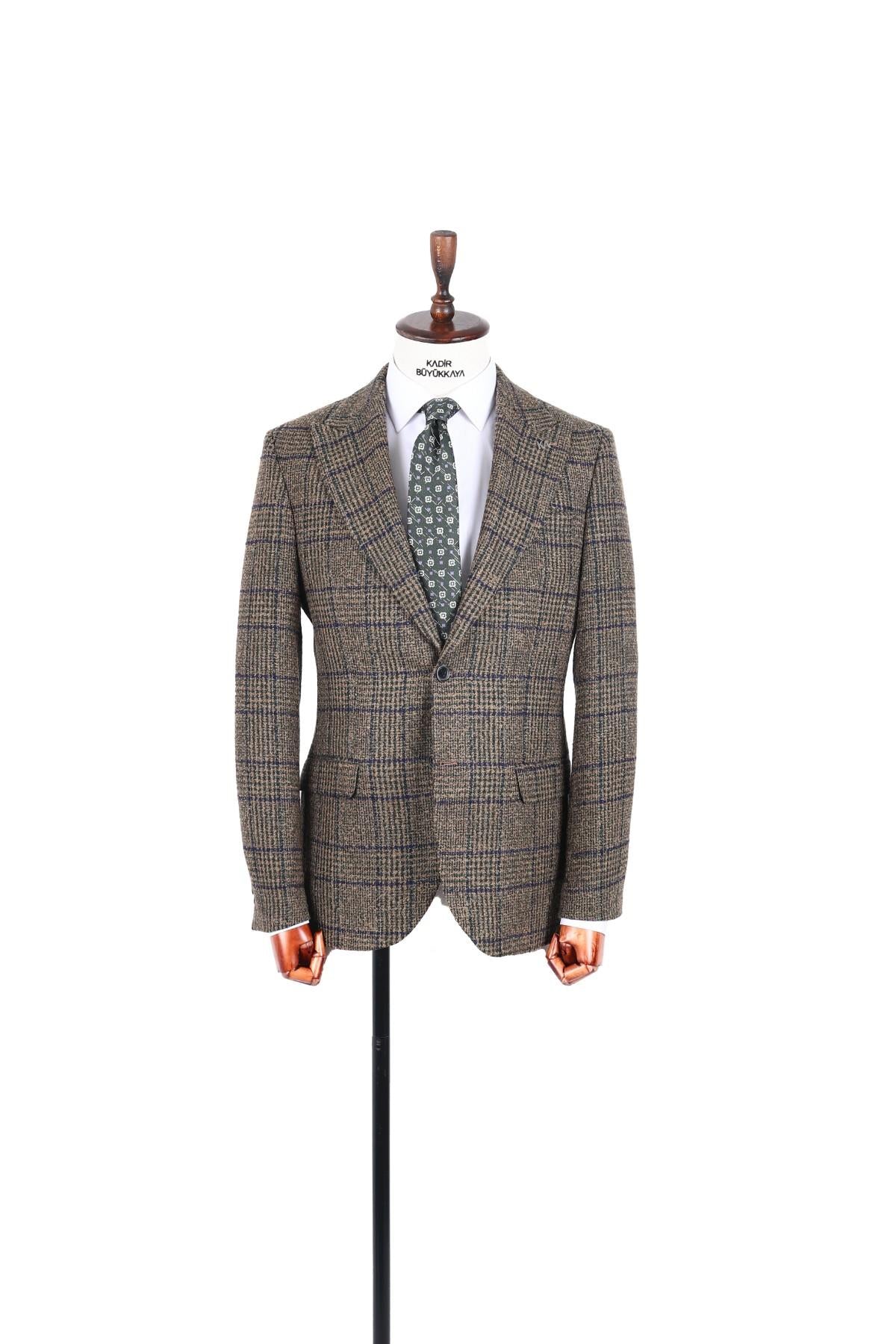 Modern Slim Fit Dar Kesim Yün Erkek Ceket-KAV5063W