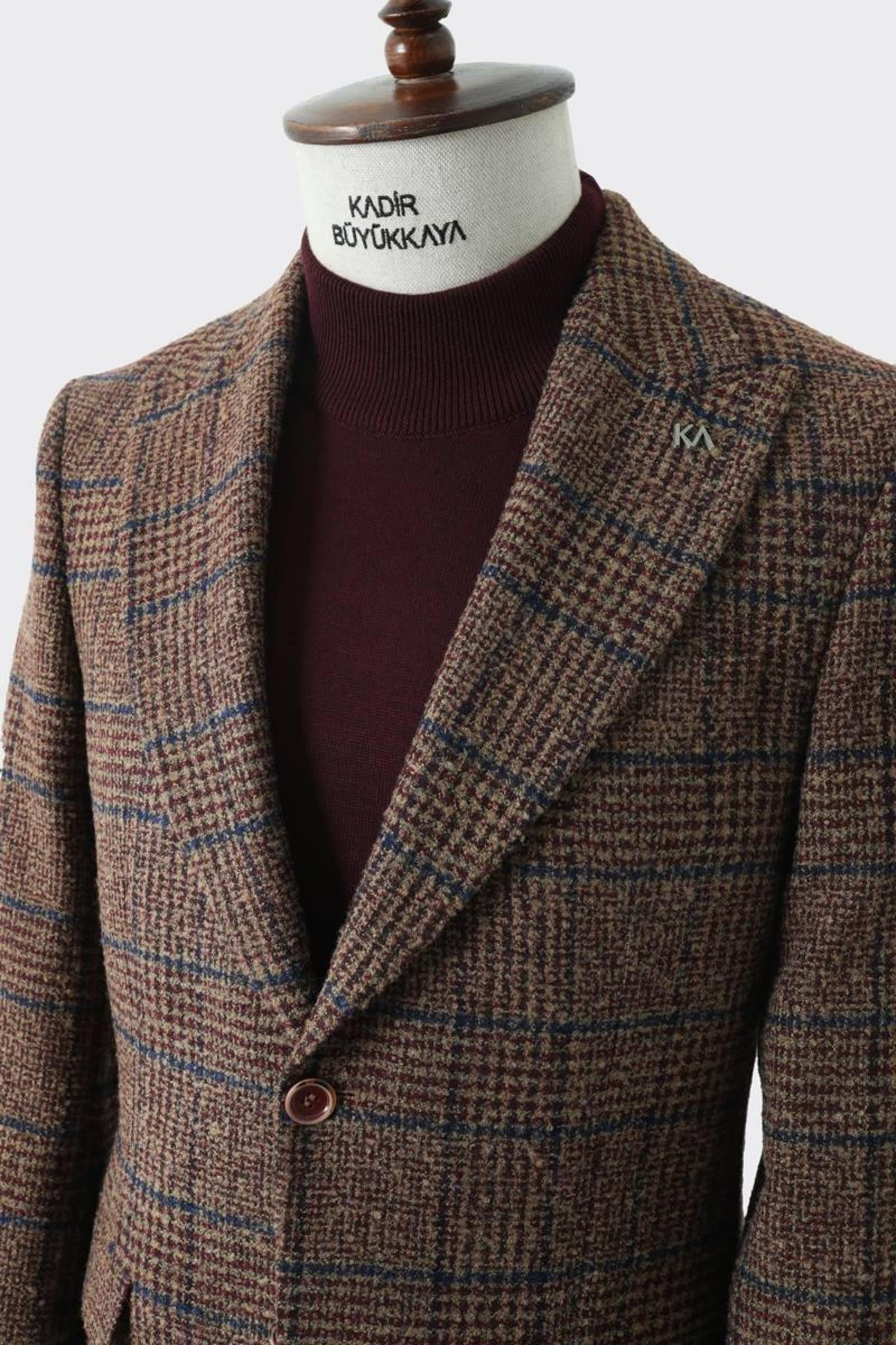 Modern Slim Fit Dar Kesim Yün Erkek Ceket-KAV5063W