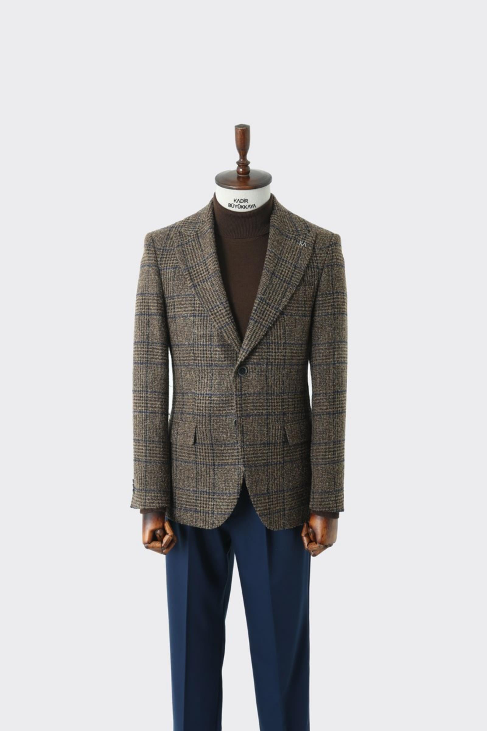 Modern Slim Fit Dar Kesim Yün Erkek Ceket-KAV5063W