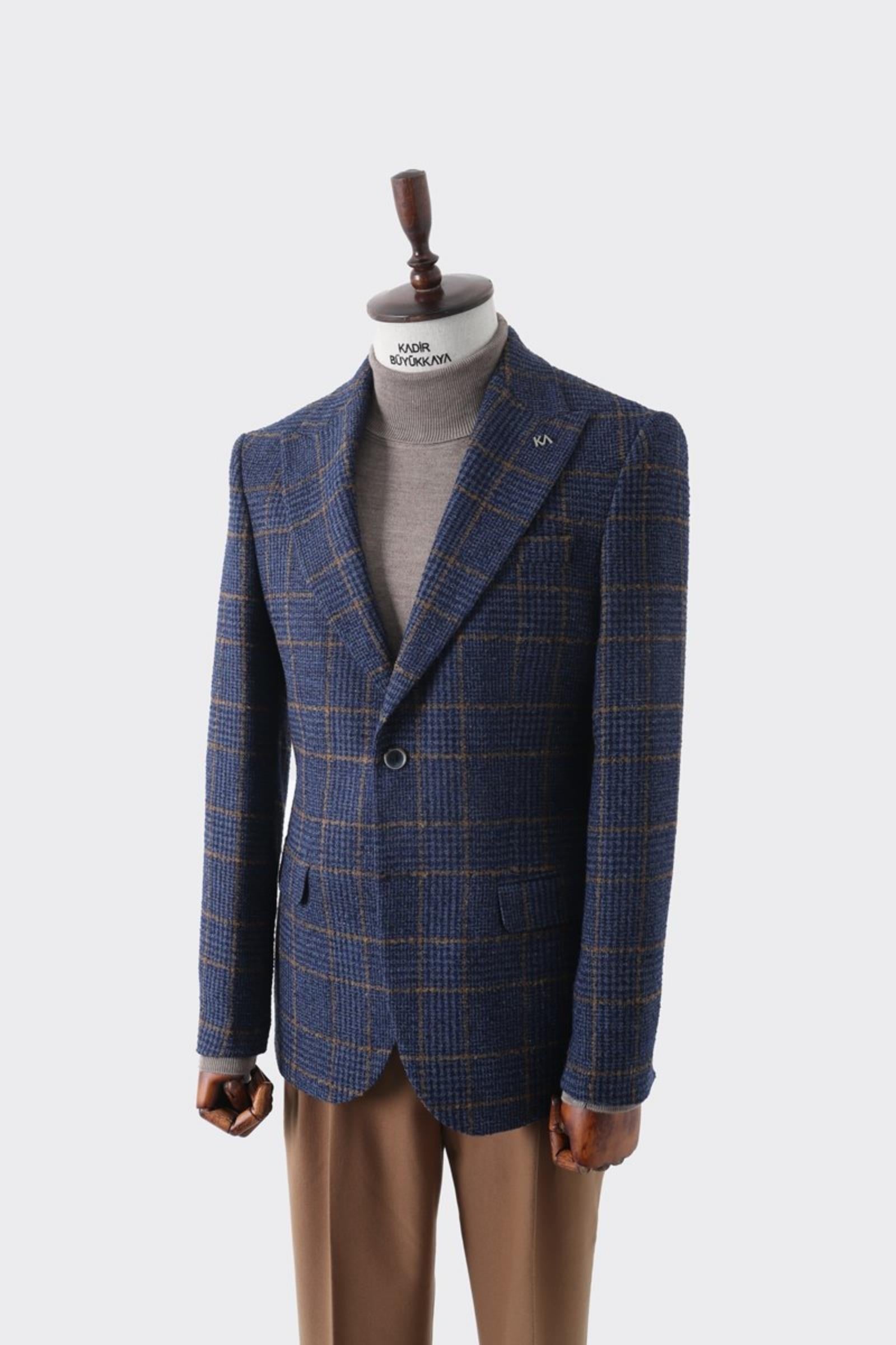 Modern Slim Fit Dar Kesim Yün Erkek Ceket-KAV5063W