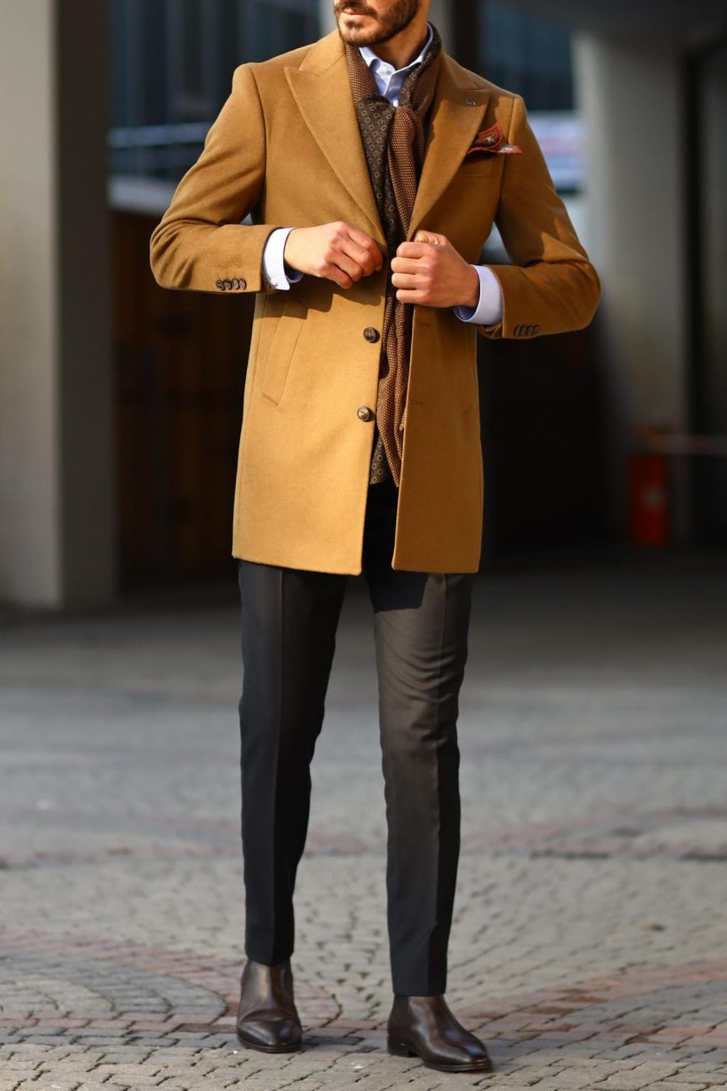 Modern Tasarım Erkek Klasik Kaban - %80 Yün %20 Polyester-KAV7000W