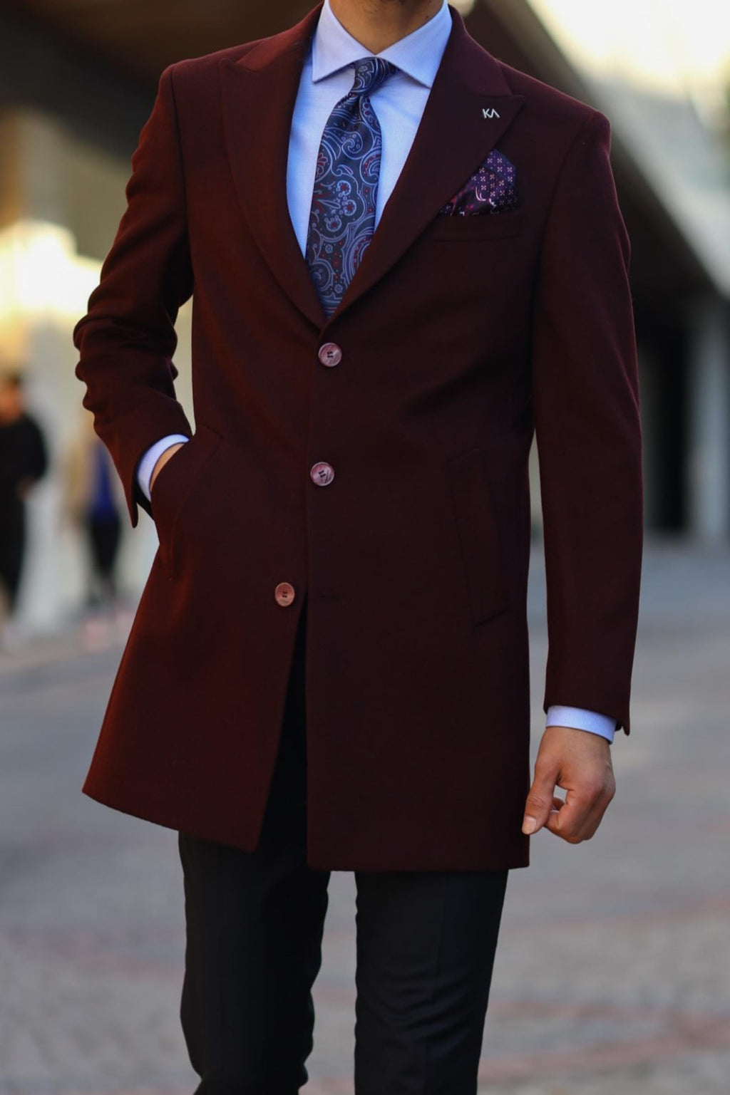 Modern Tasarım Erkek Klasik Kaban - %80 Yün %20 Polyester-KAV7000W