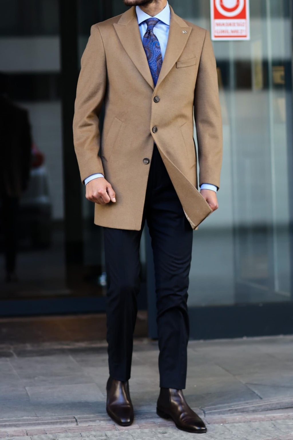 Modern Tasarım Erkek Klasik Kaban - %80 Yün %20 Polyester-KAV7000W