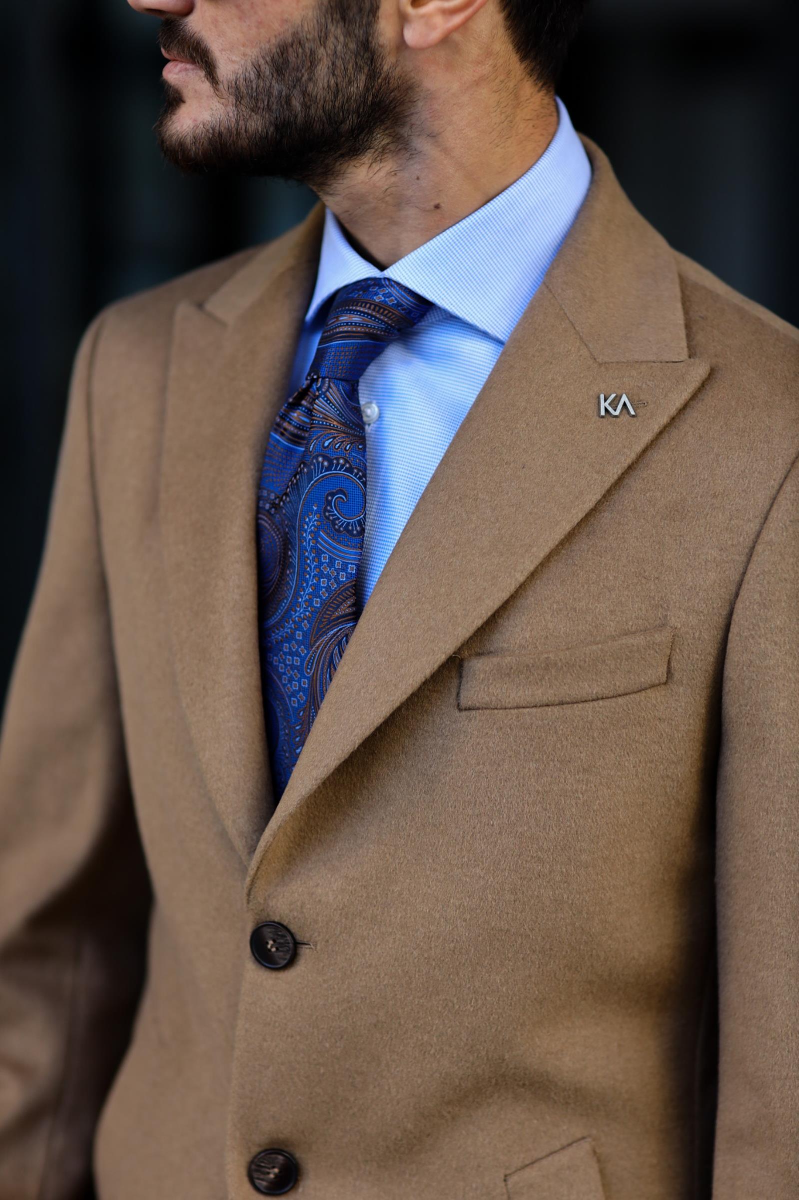 Modern Tasarım Erkek Klasik Kaban - %80 Yün %20 Polyester-KAV7000W