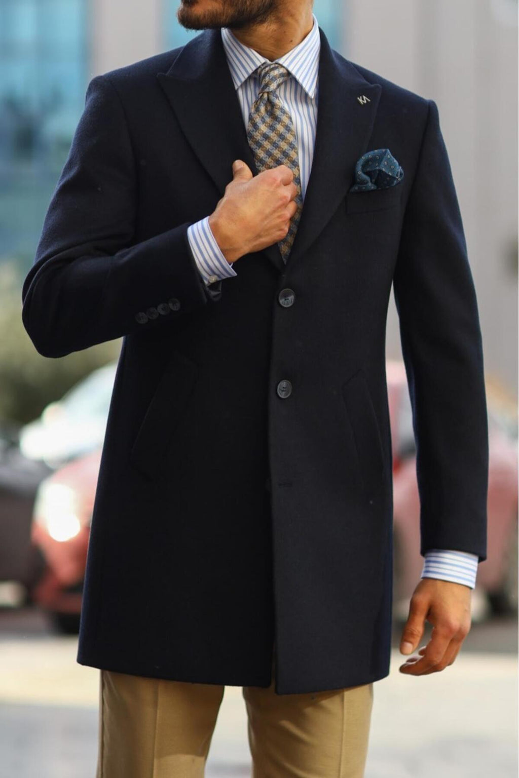 Modern Tasarım Erkek Klasik Kaban - %80 Yün %20 Polyester-KAV7000W