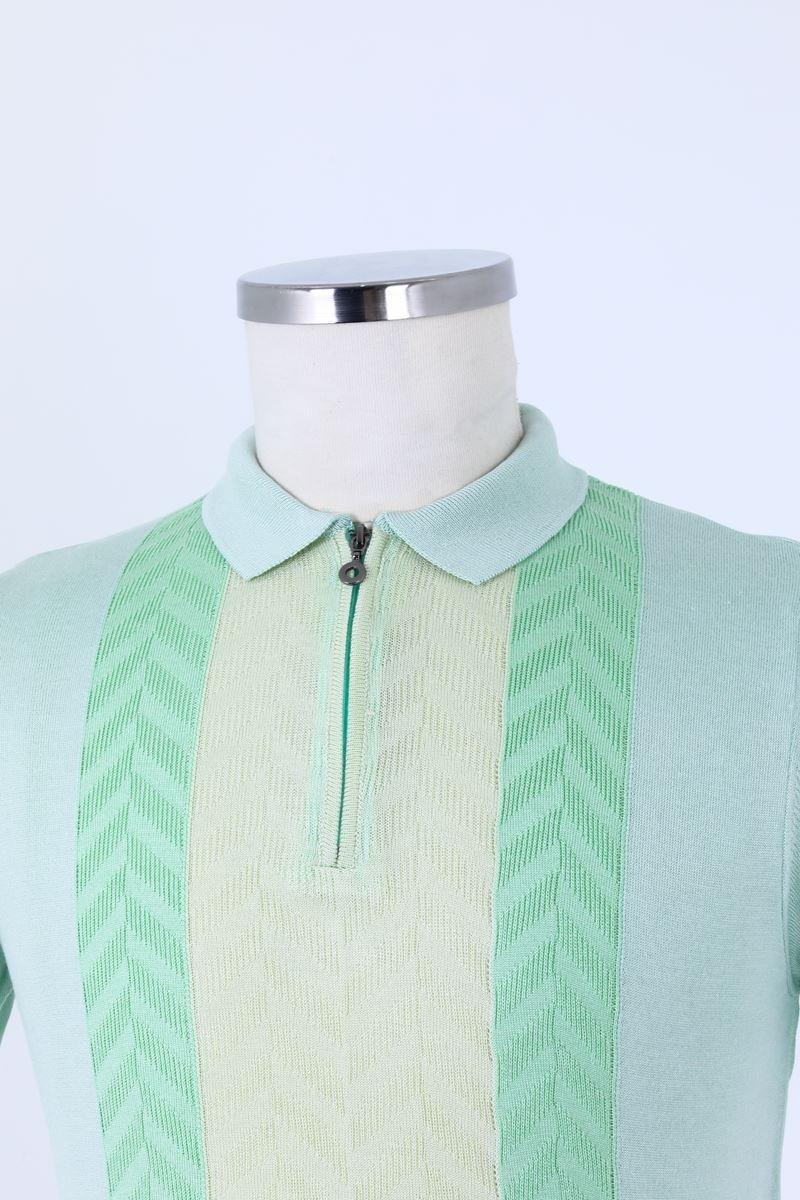 Modern Tasarımlı Fermuarlı Polo Yaka Kısa Kol Erkek T-Shirt-KAW6021S