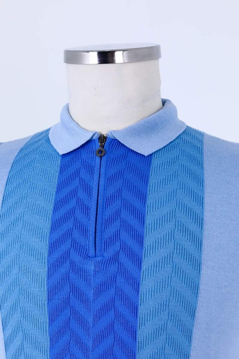 Modern Tasarımlı Fermuarlı Polo Yaka Kısa Kol Erkek T-Shirt-KAW6021S