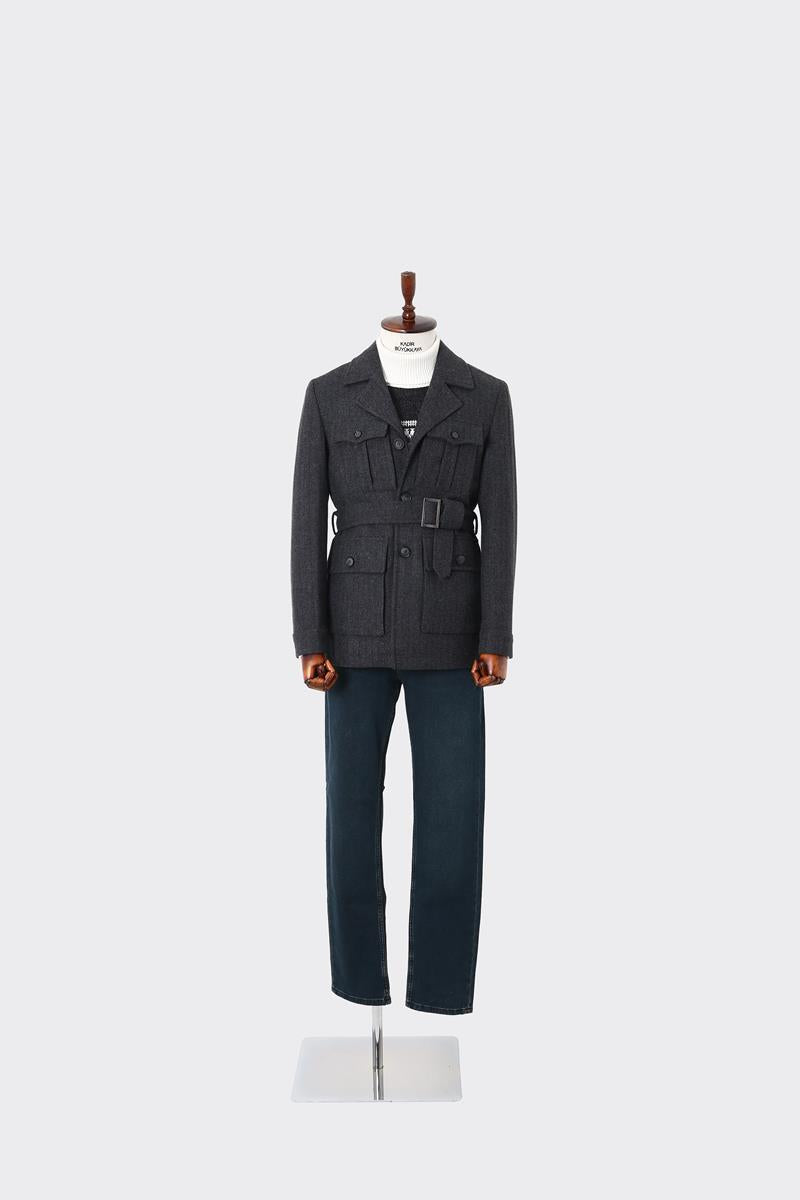 Modern Dayanıklı Erkek Safari Mont - Viskon Pamuk Polyester Kumaş-KAV9126W