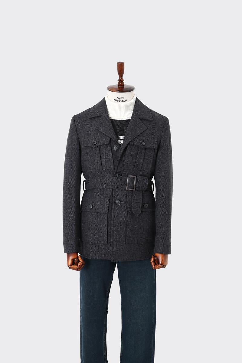 Modern Dayanıklı Erkek Safari Mont - Viskon Pamuk Polyester Kumaş-KAV9126W