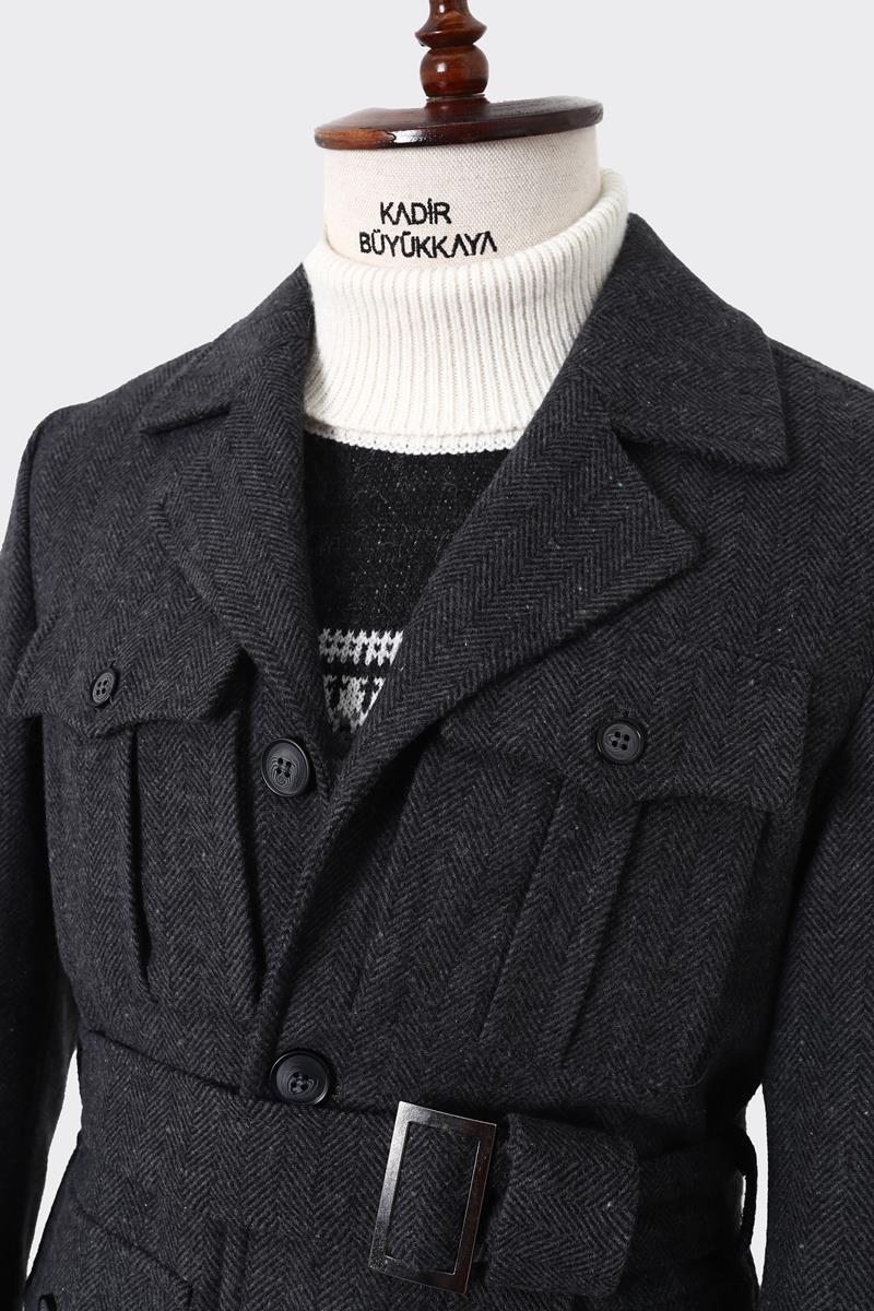 Modern Dayanıklı Erkek Safari Mont - Viskon Pamuk Polyester Kumaş-KAV9126W