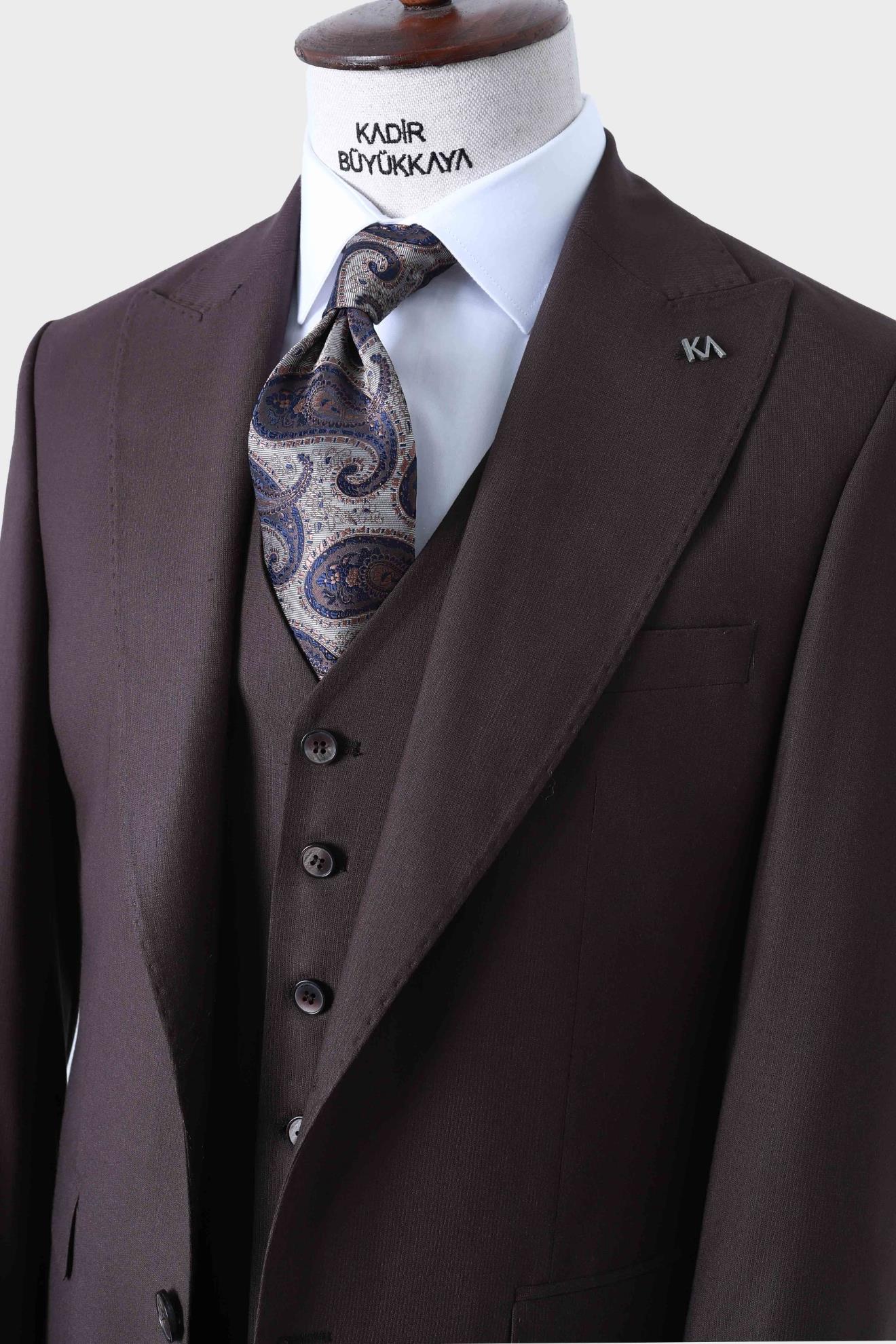 Modern ve Şık Yelekli Erkek Takım Elbise - Slim Fit Dört Mevsim-KAW1043S