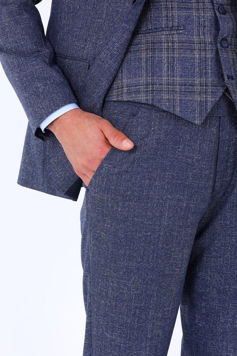 Modern ve Şık Yelekli Erkek Takım Elbise - Slim Fit Viskon Karışımlı-KAW1001S