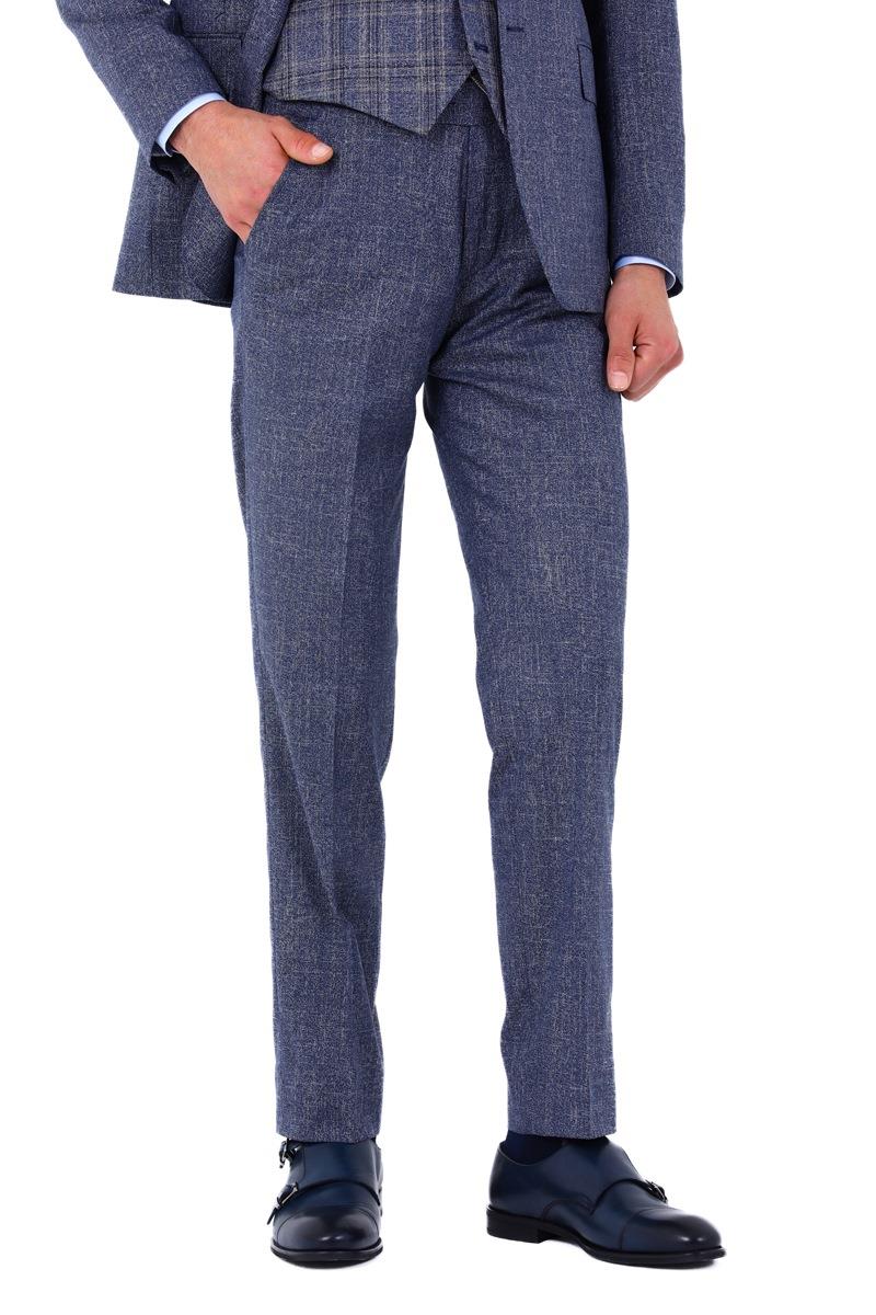 Modern ve Şık Yelekli Erkek Takım Elbise - Slim Fit Viskon Karışımlı-KAW1001S