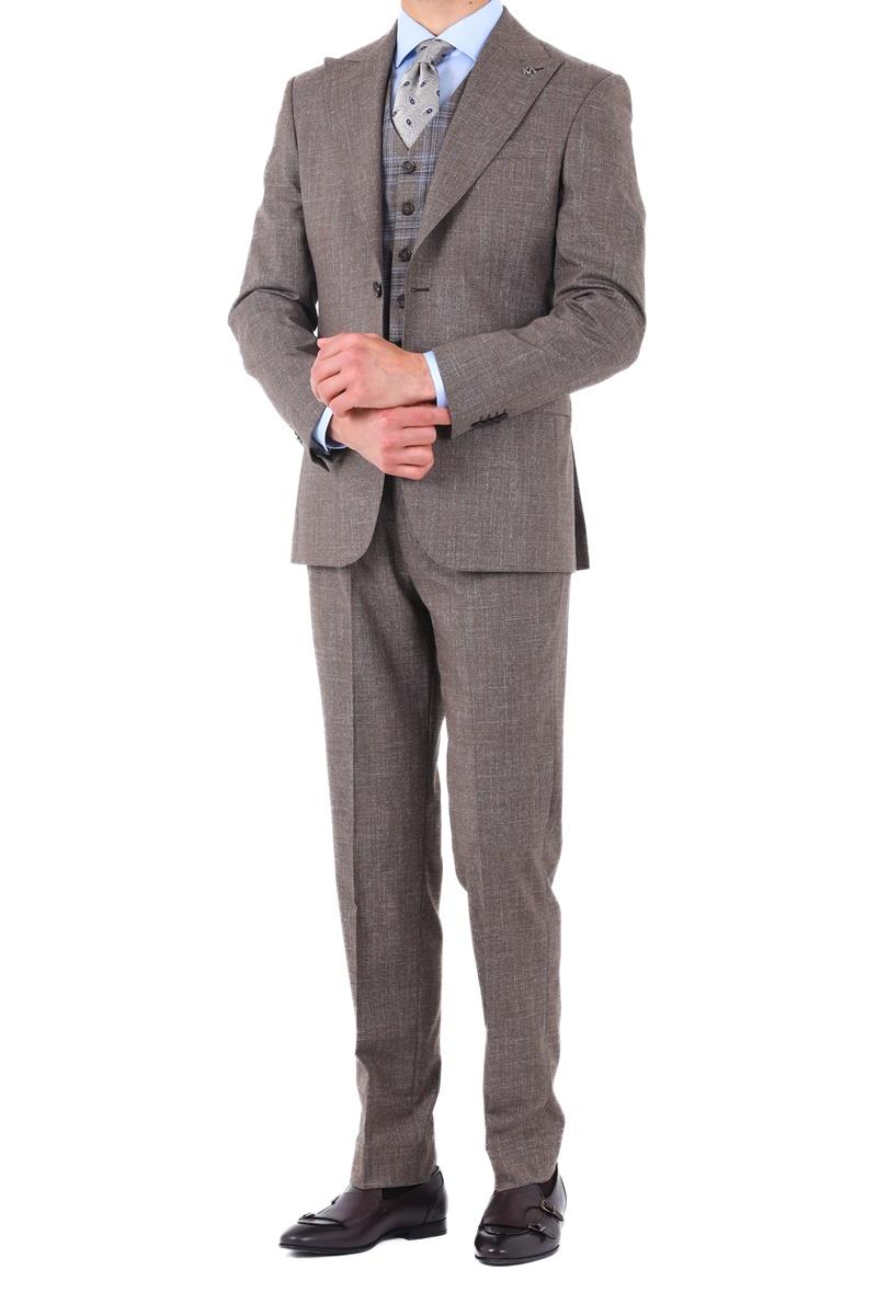 Modern ve Şık Yelekli Erkek Takım Elbise - Slim Fit Viskon Karışımlı-KAW1001S