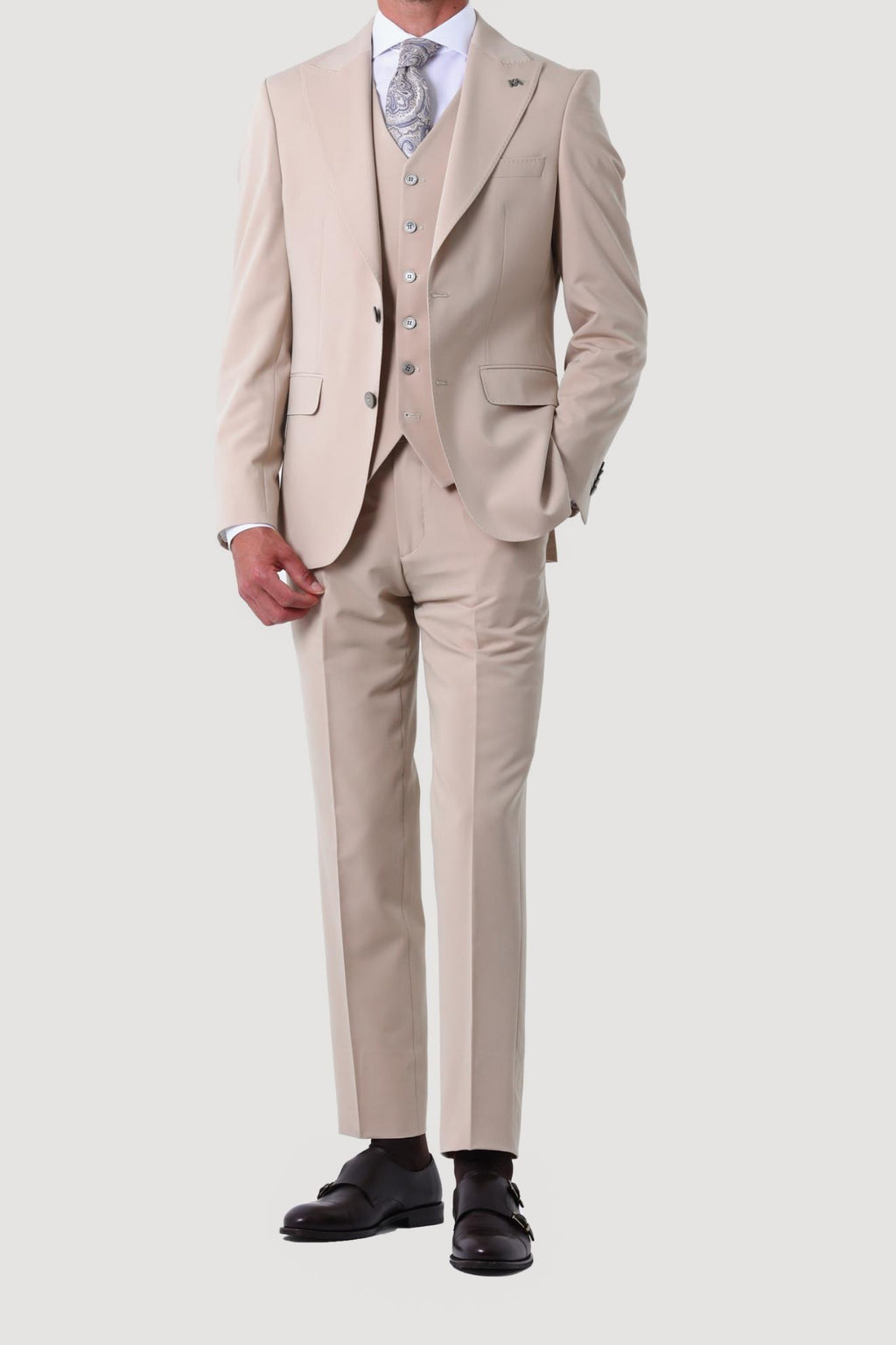 Modern ve Zarif Yelekli Erkek Takım Elbise - Slim Fit Dört Mevsim-KAW1020S